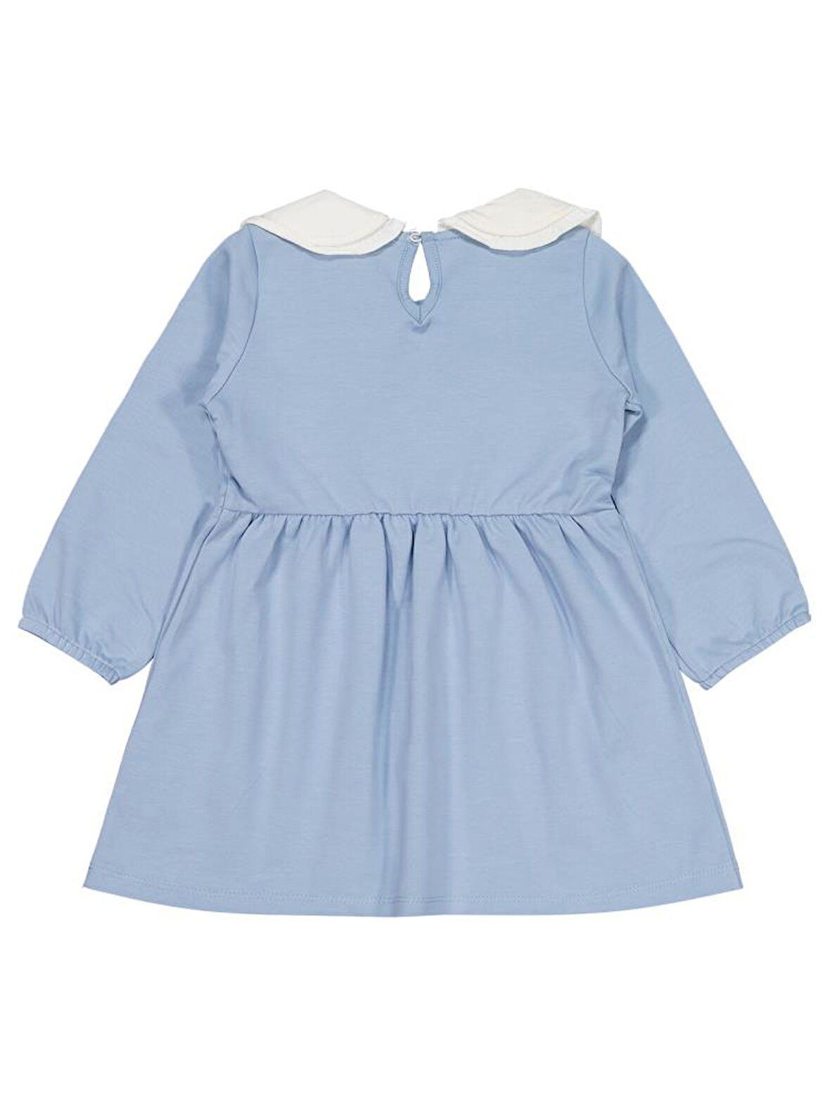 Civil Girls Yakası Nakışlı 2-5 Yaş Elbise - Mavi 3-4 Yaş