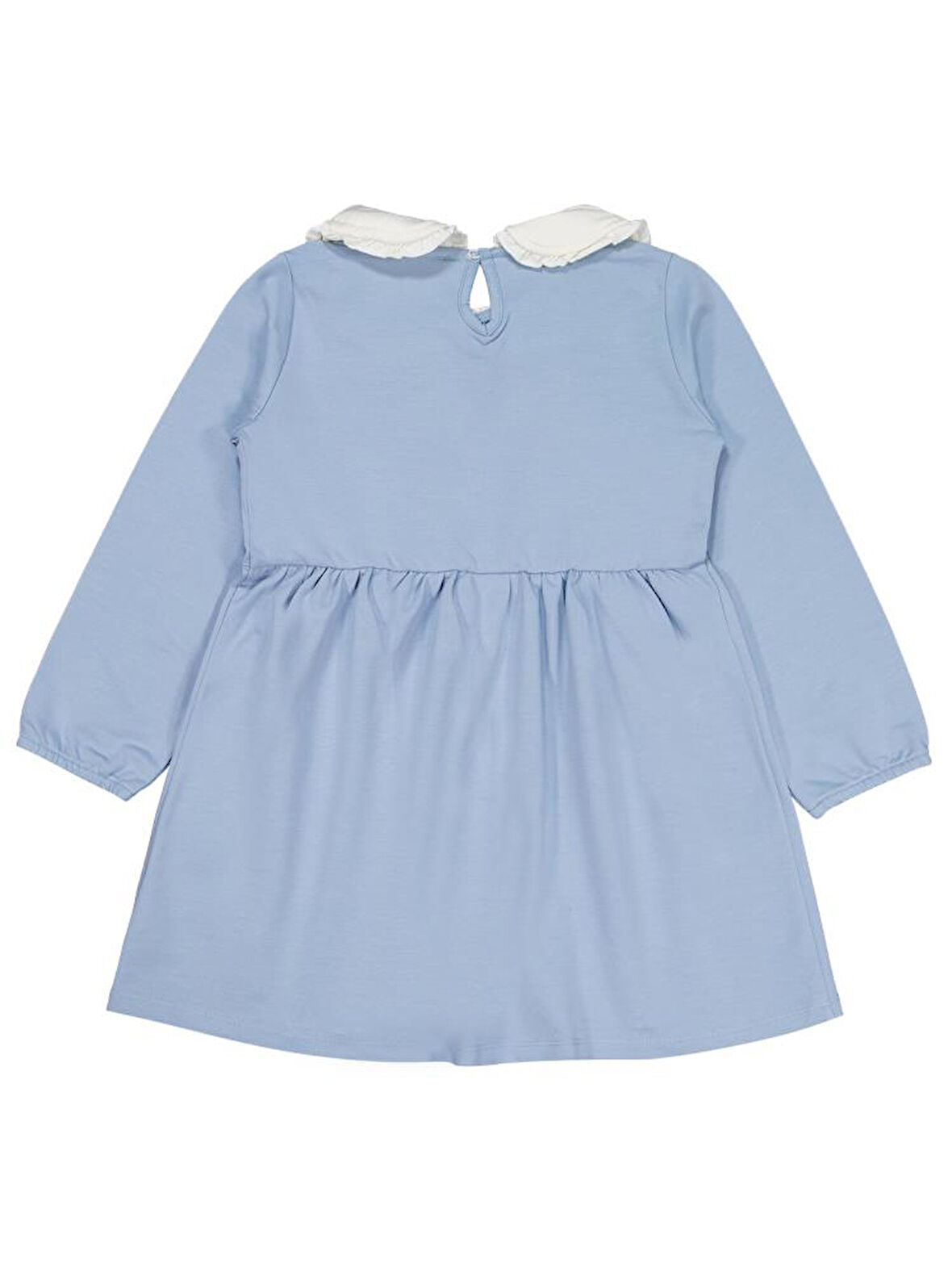 Civil Girls Yakası Nakışlı 6-9 Yaş Elbise - Mavi 6-7 Yaş