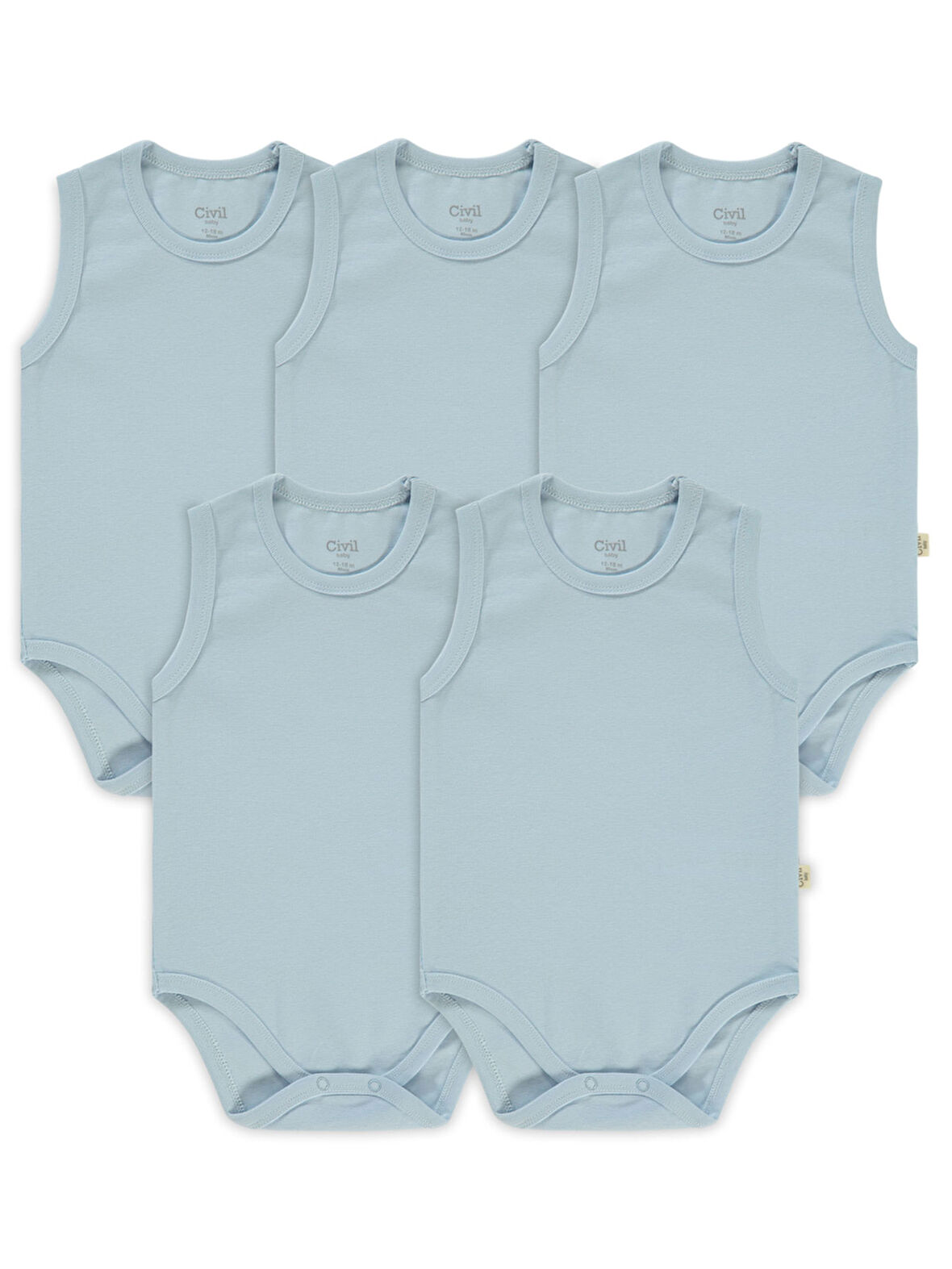 Civil Baby Bebek 5'li Çıtçıtlı Badi 1-3 Yaş Mavi