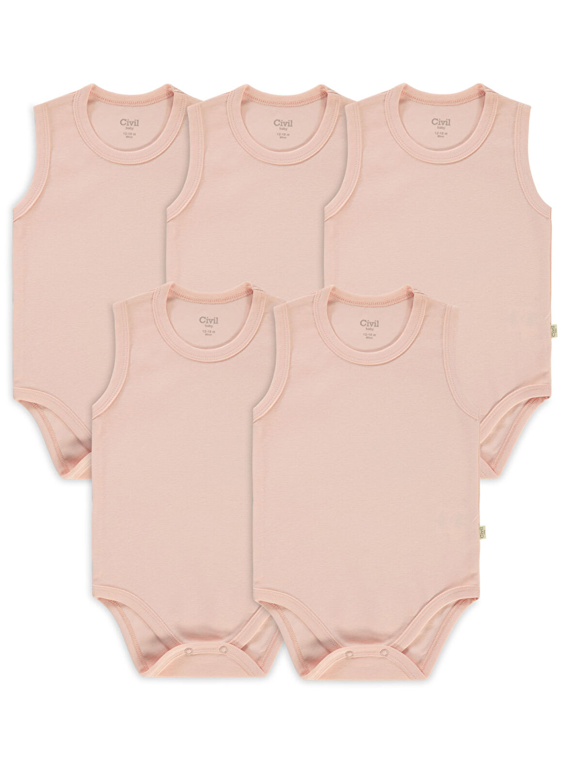 Civil Baby Bebek 5'li Çıtçıtlı Badi 1-3 Yaş Pembe