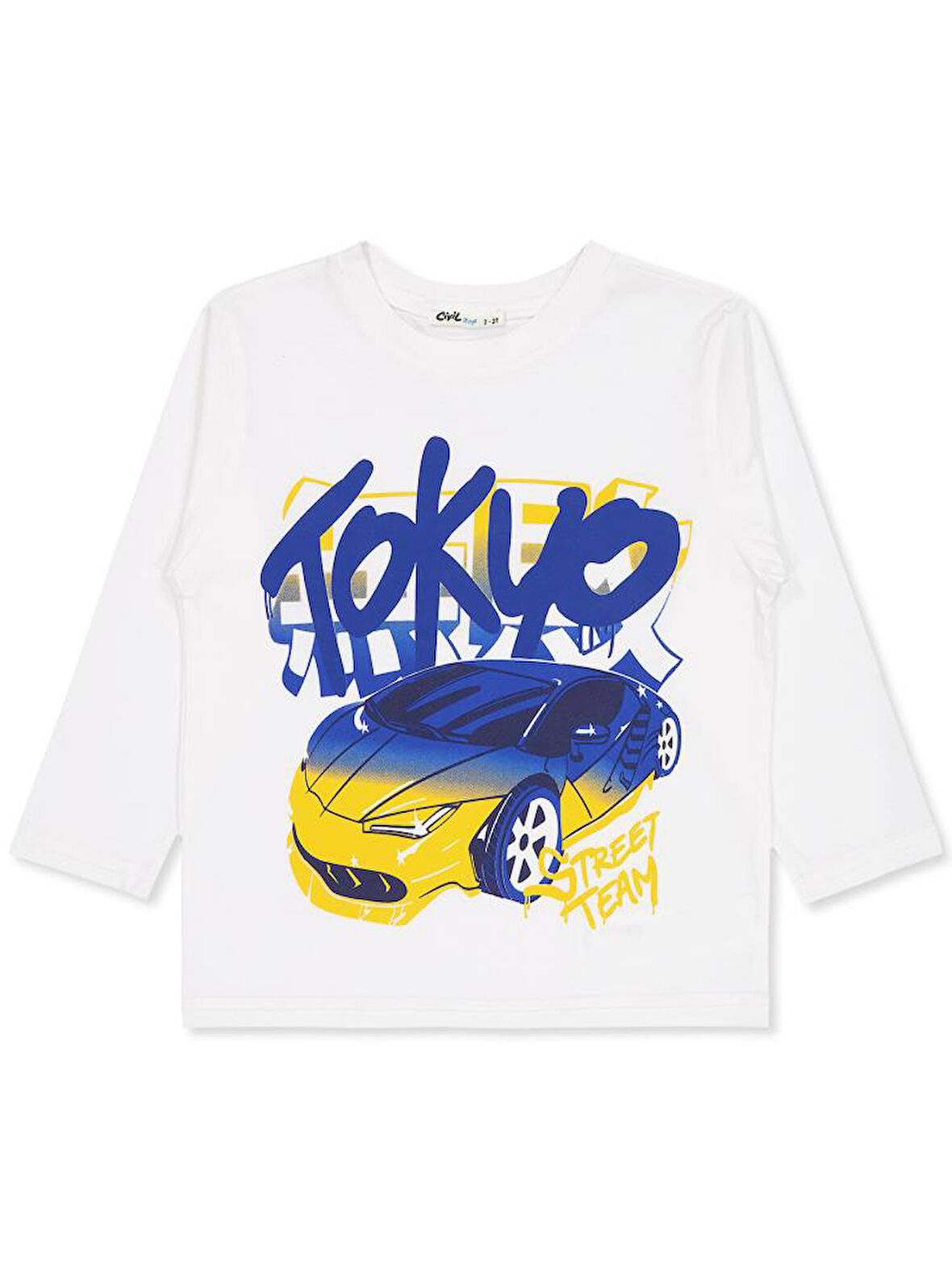 Civil Boys Tokyo Araba Baskılı 2-5 Yaş Sweatshirt - Ekru 5-6 Yaş