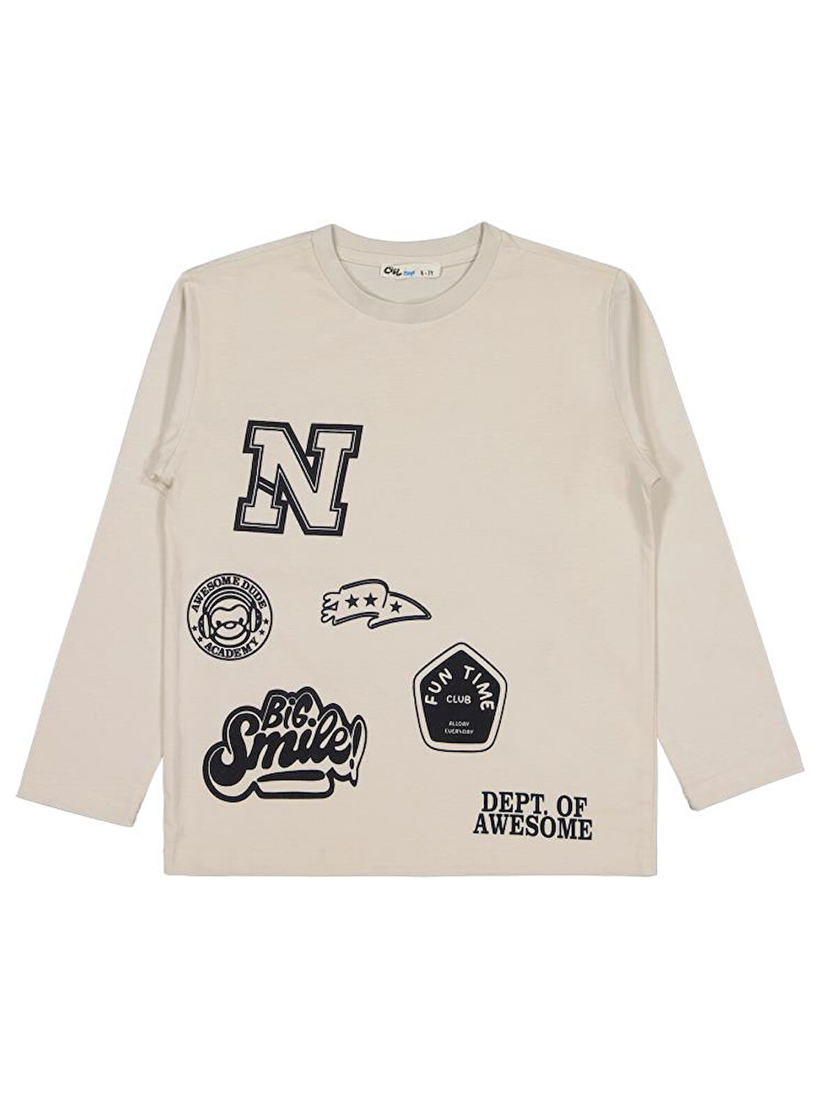 Civil Boys N Dept Of Baskılı 6-9 Yaş Sweatshirt - Bej 8-9 Yaş