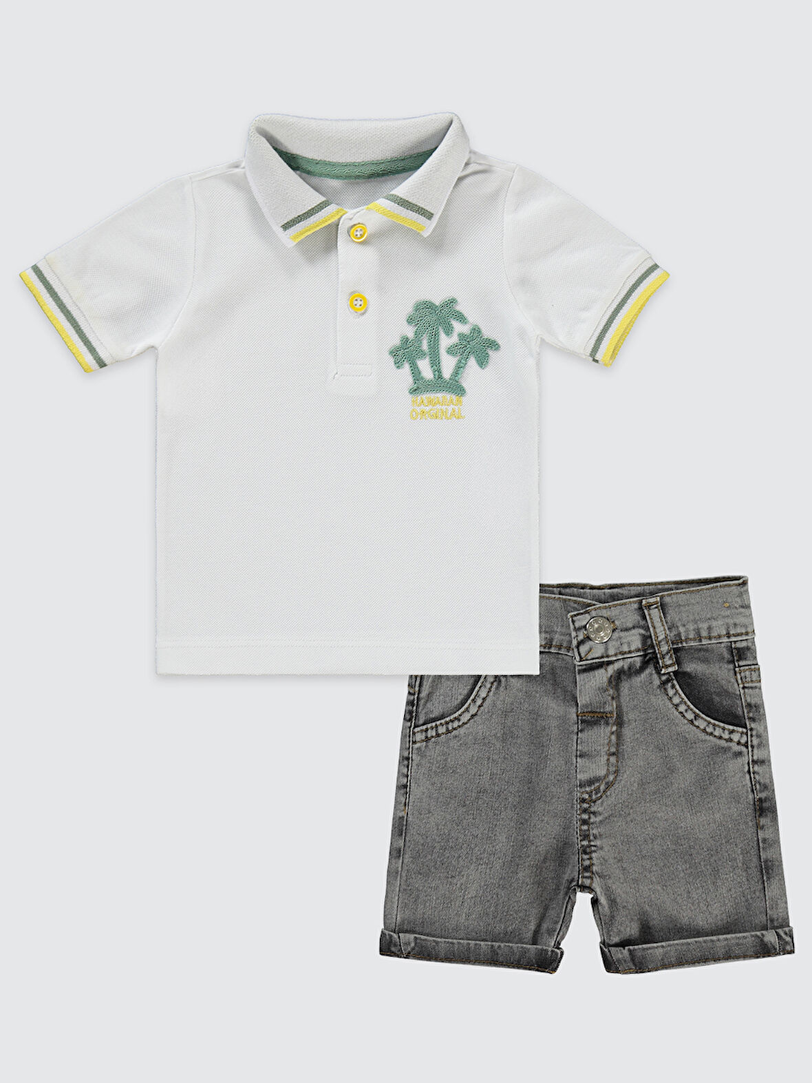 Concept Erkek Bebek Şortlu Takım 6-18 Ay Beyaz