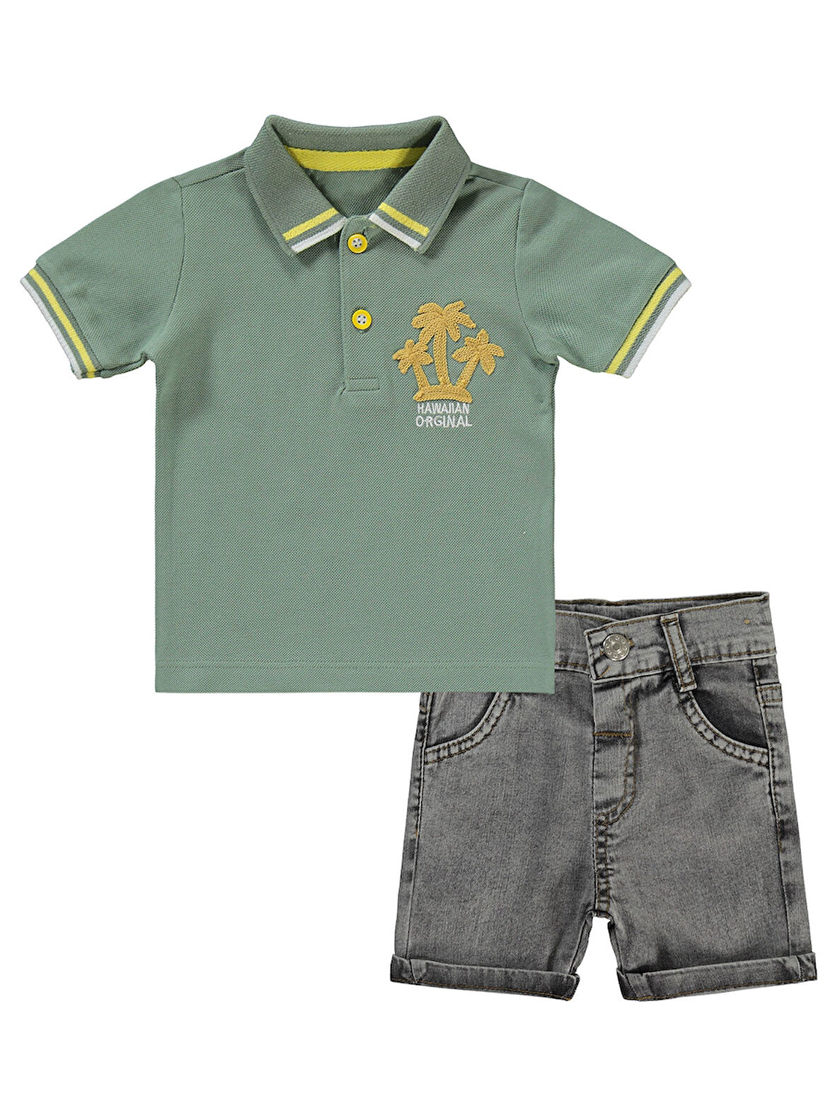 Concept Erkek Bebek Şortlu Takım 6-18 Ay Yeşil