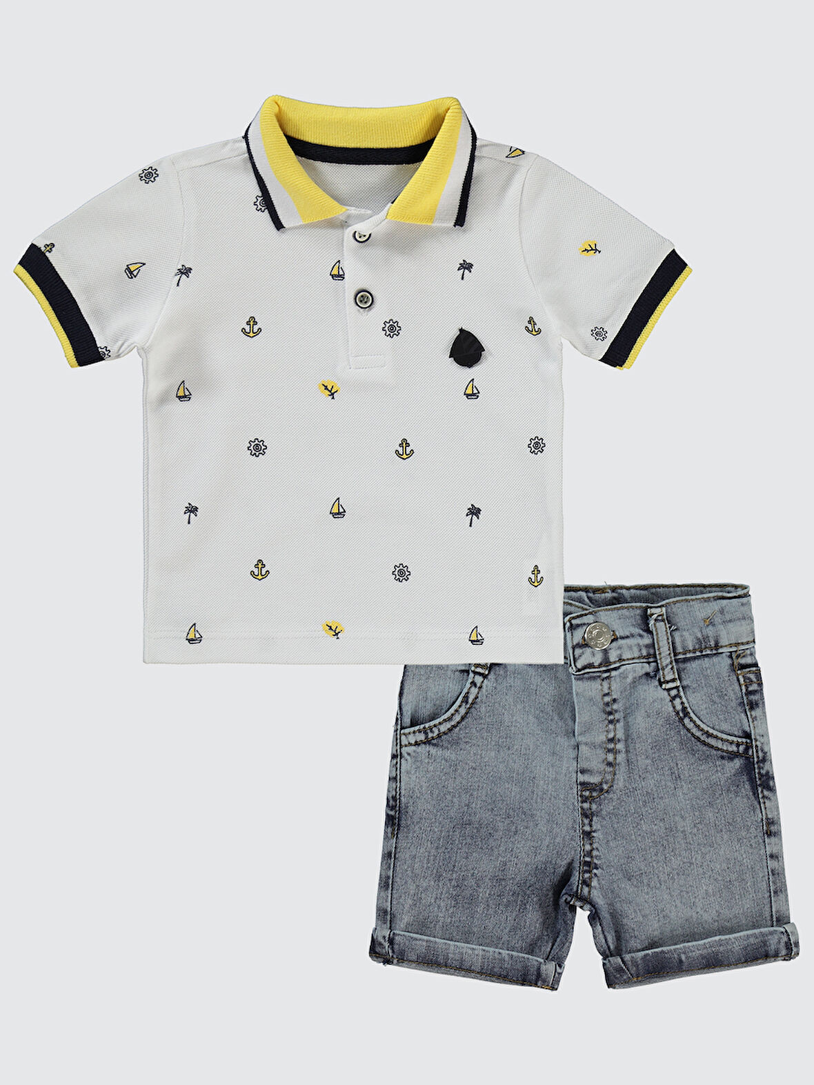 Concept Erkek Bebek Şortlu Takım 6-18 Ay Beyaz