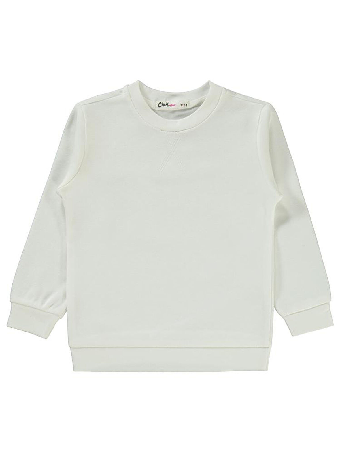 Civil Girls Düz 2-5 Yaş Sweatshirt - Ekru 3-4 Yaş
