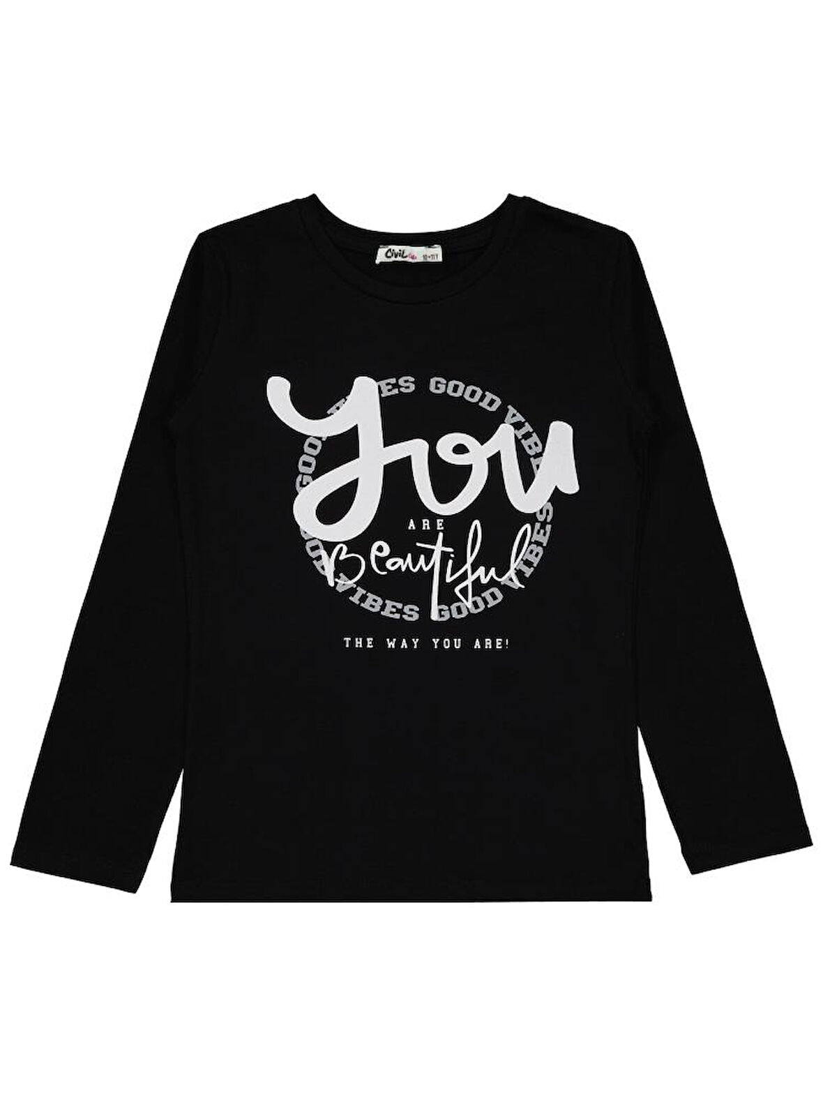 Civil Girls You Beautiful Baskılı 10-13 Yaş Sweatshirt - Siyah12-13 Yaş
