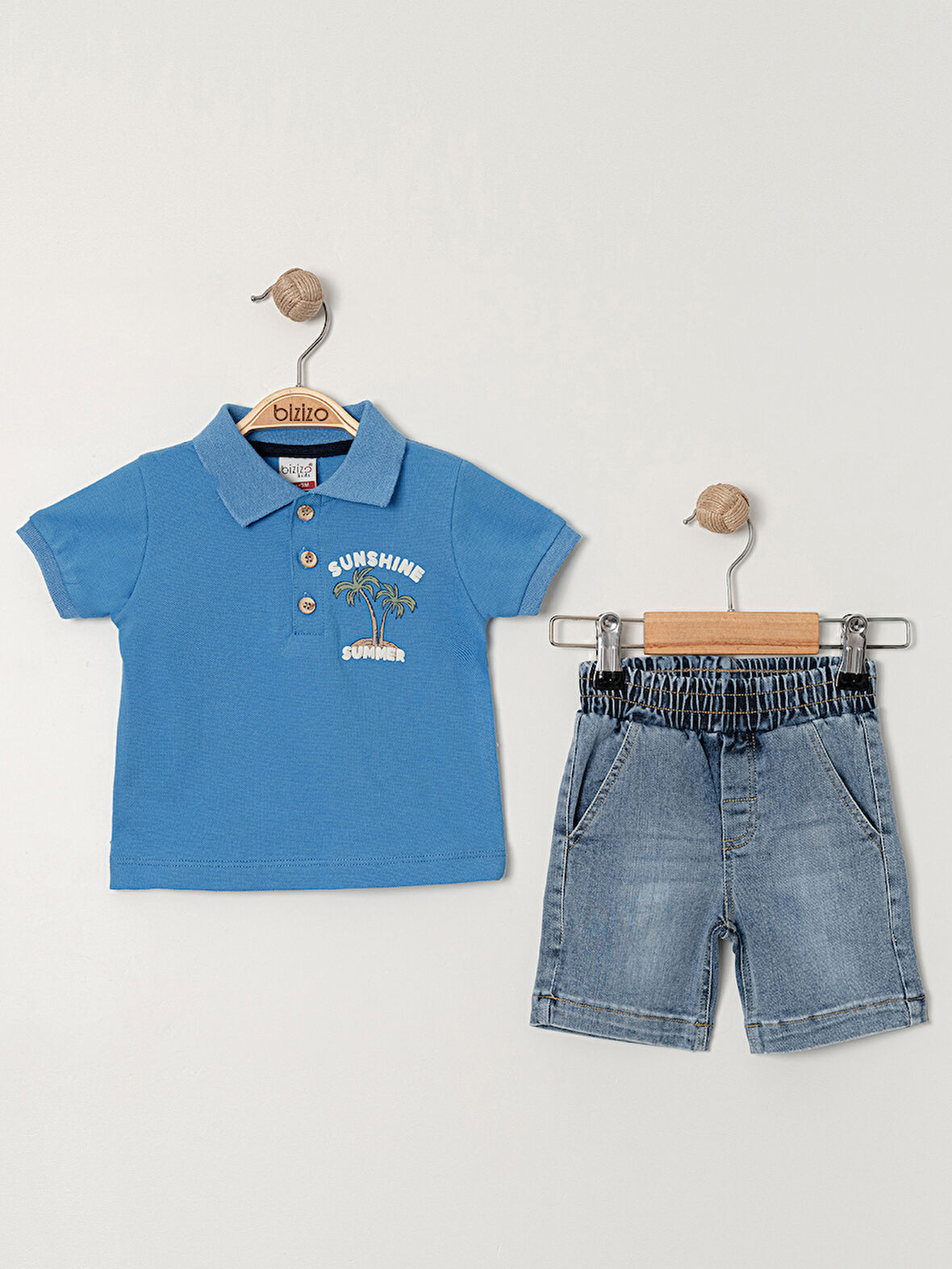 Bizizo Erkek Bebek Şortlu Takım 9-24 Ay Mavi