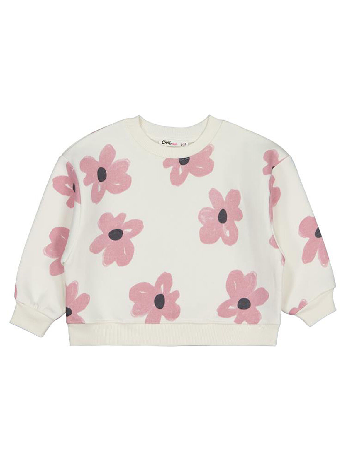 Civil Girls Çiçek Baskılı 2-5 Yaş Sweatshirt - Ekru 4-5 Yaş
