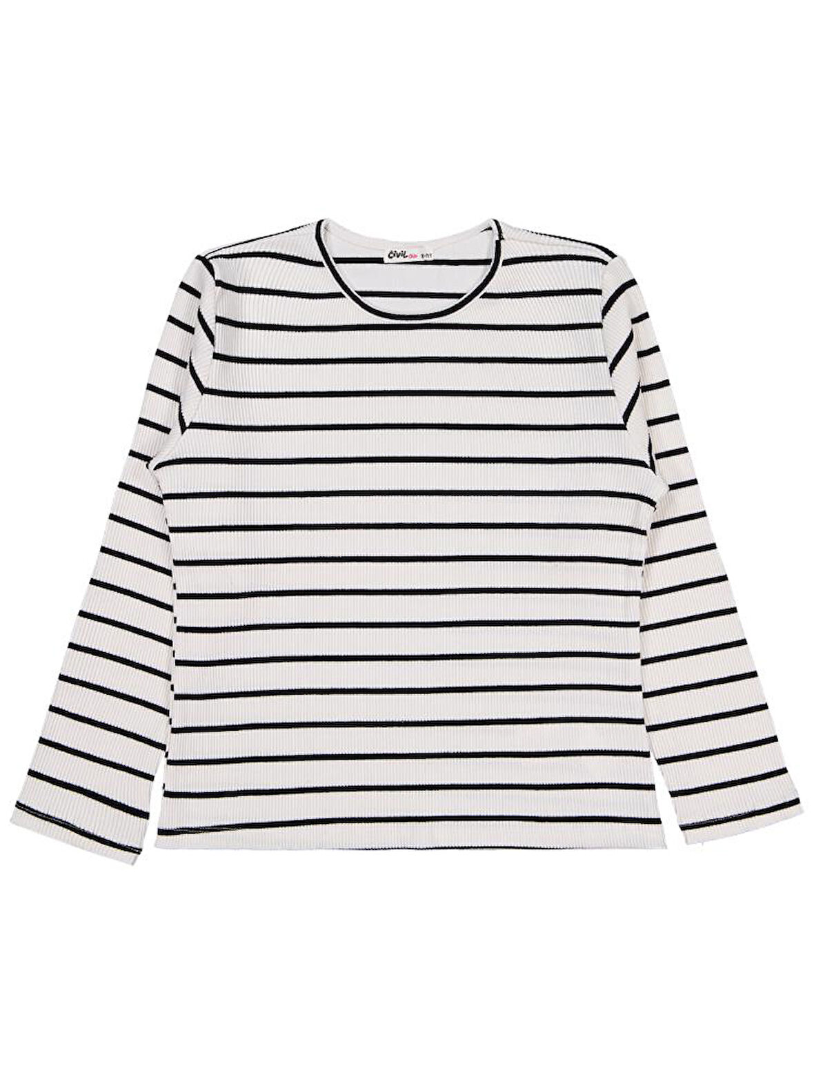 Civil Girls Kalın Çizgili 10-13 Yaş Sweatshirt - Ekru 10-11 Yaş