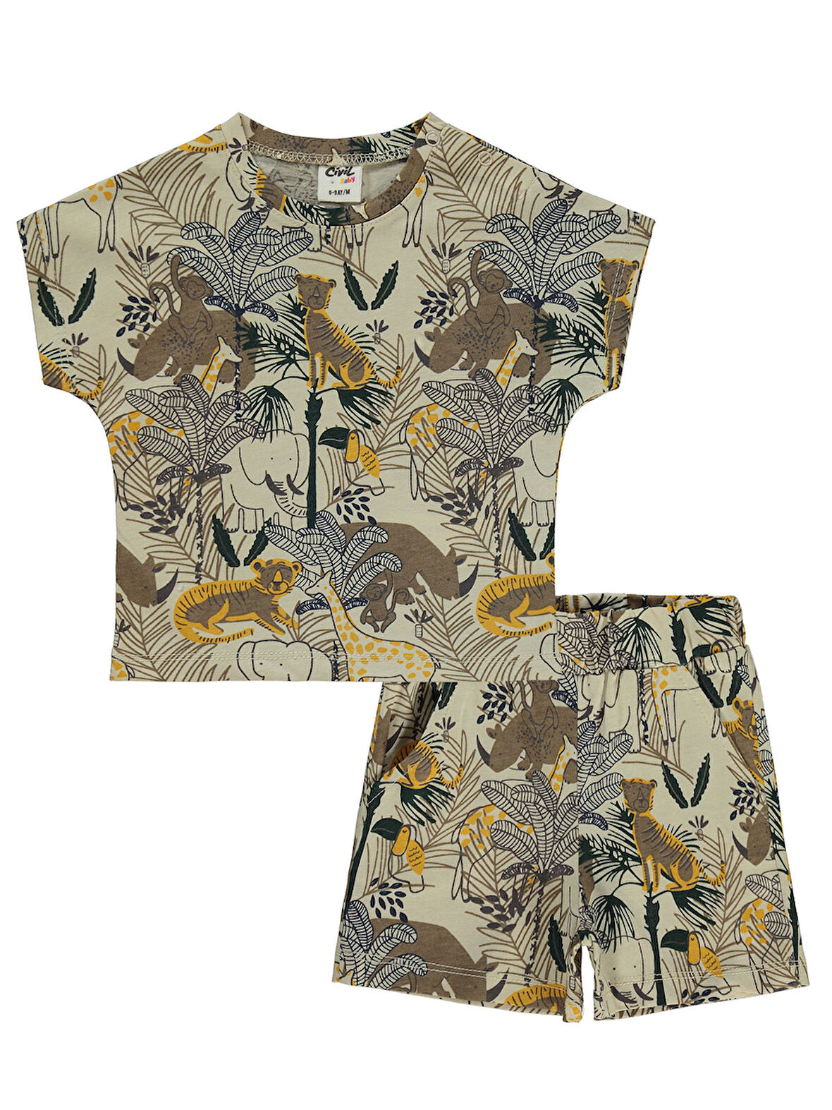 Civil Baby Erkek Bebek Şortlu Takım 6-18 Ay Taş Rengi