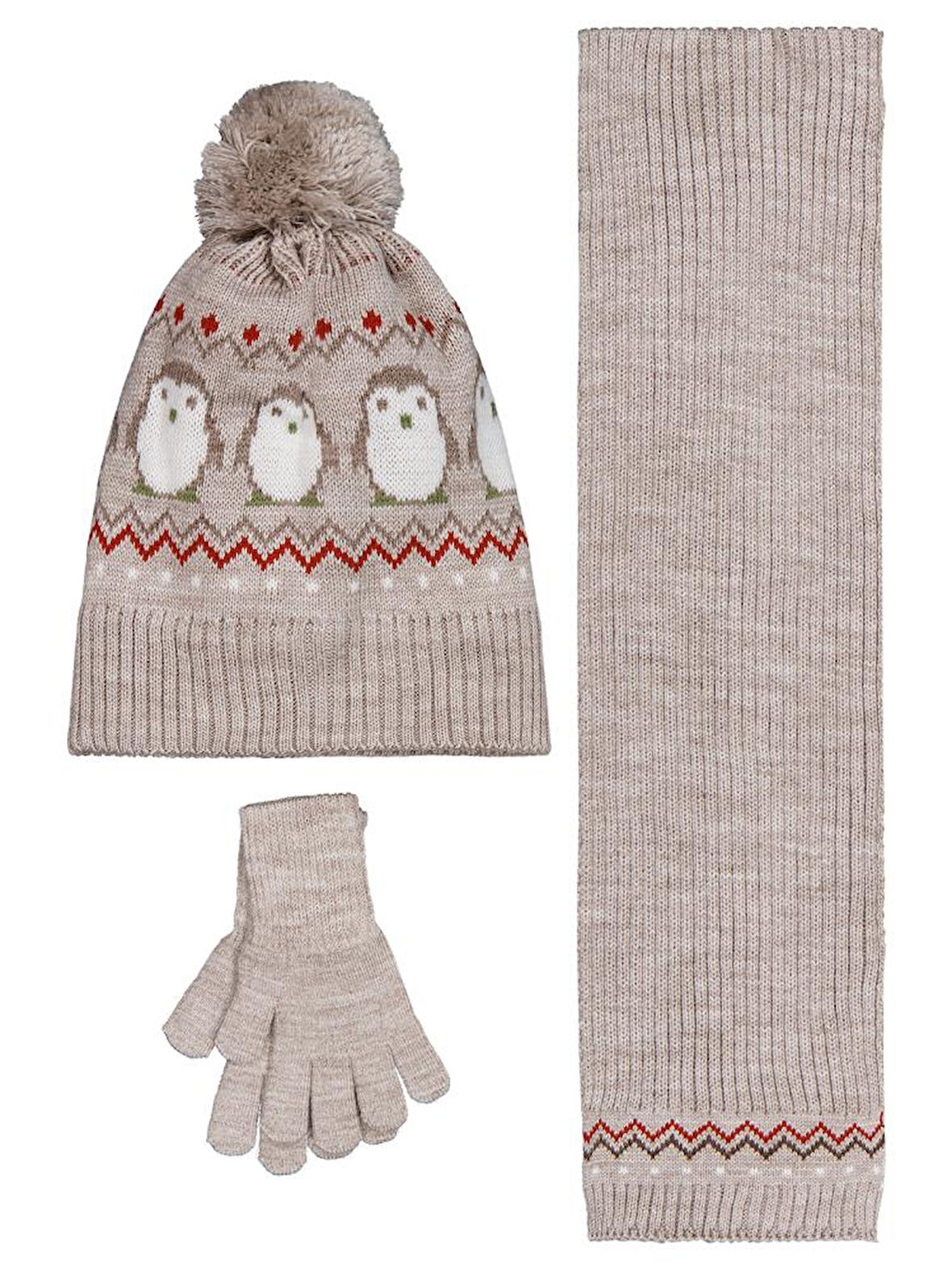 Civil Baby 6-18 Ay Atkı Bere Eldiven Set - Bej Standart