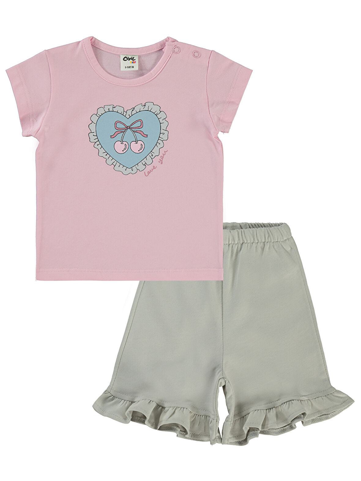 Civil Baby Kız Bebek Şortlu  Takım 6-18 Ay Pembe