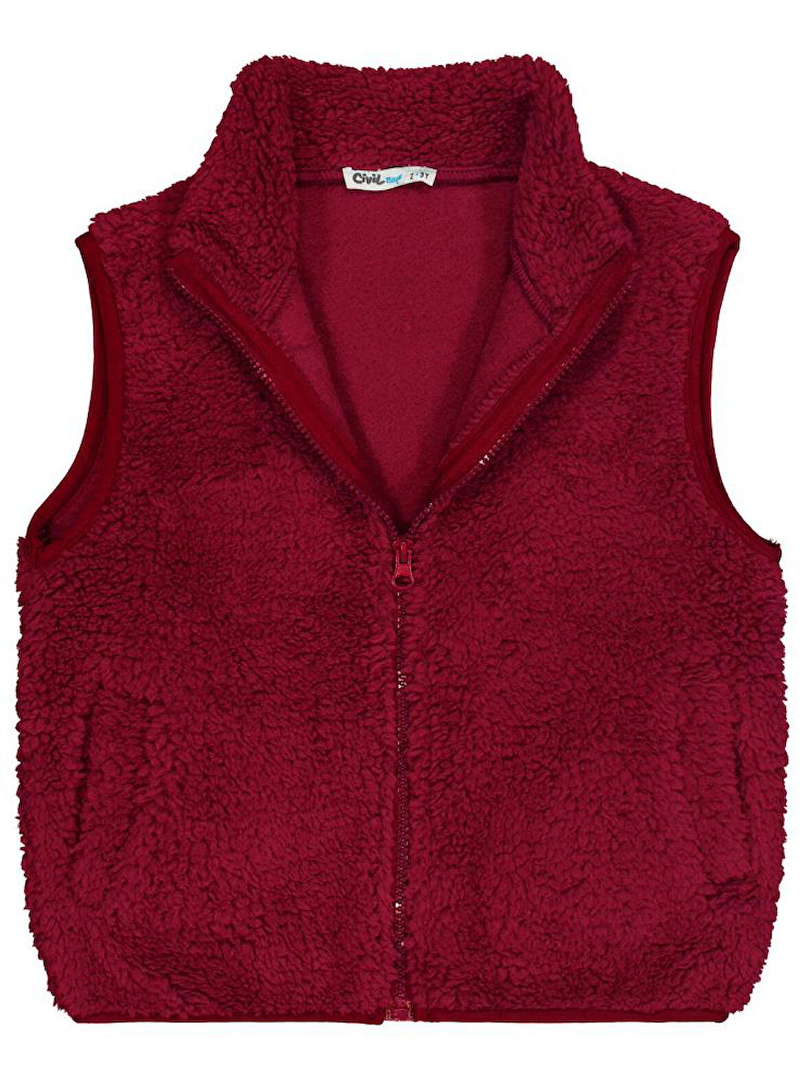 Civil Boys Cepli Fermuarlı 2-5 Yaş Yelek - Bordo 3-4 Yaş