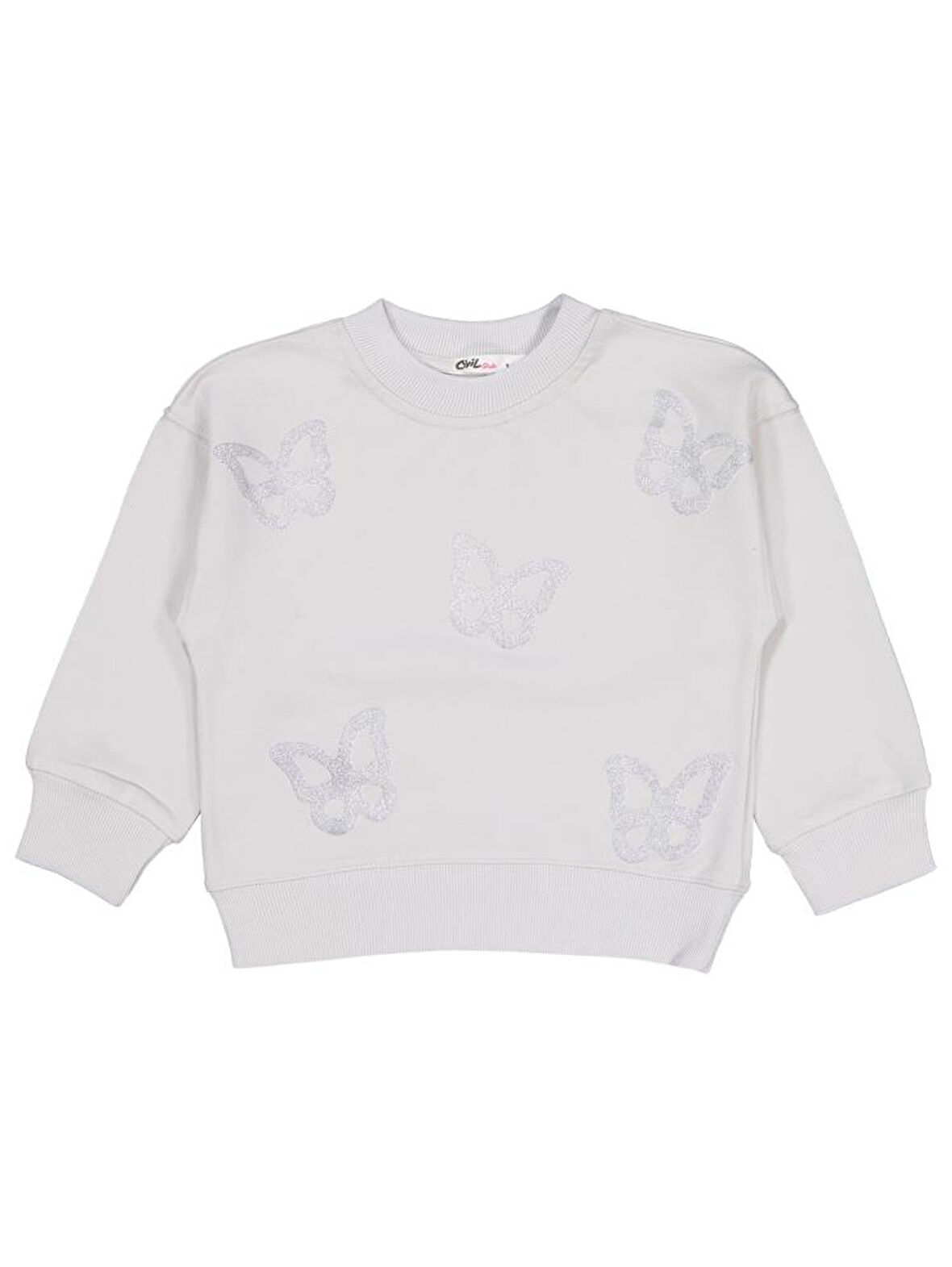 Civil Girls Simli Kelebek Baskılı 2-5 Yaş Takım - Gri2-3 Yaş