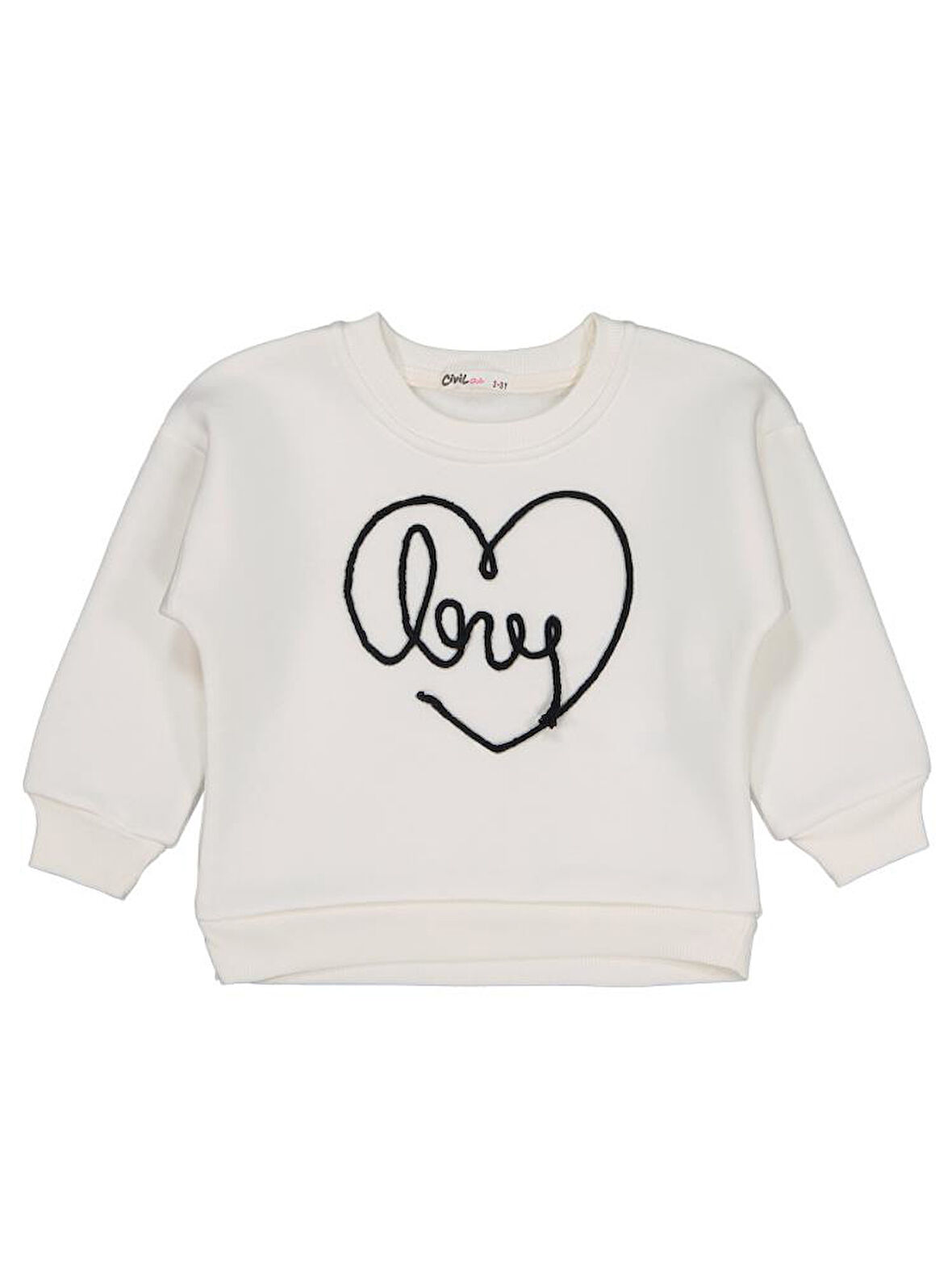 Civil Girls Kalpli Love Nakışlı 2-5 Yaş Eşofman Takımı - Ekru2-3 Yaş