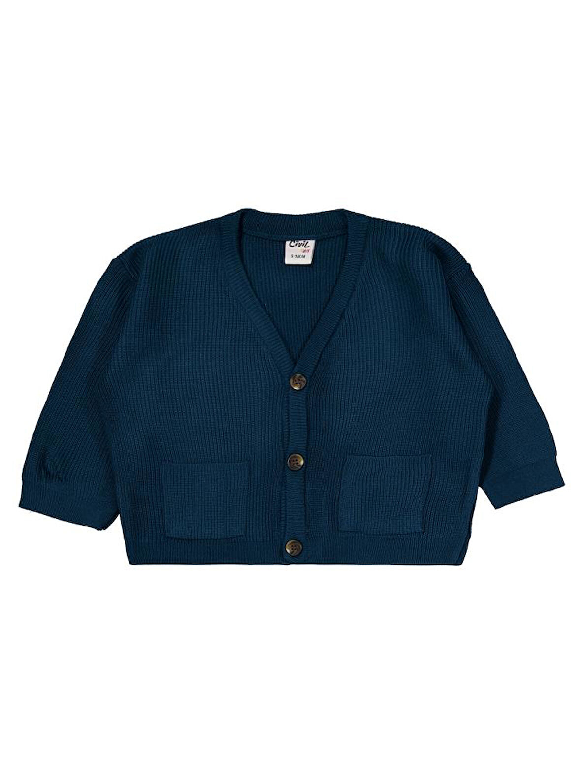 Civil Baby V Yaka Hırka 3'lü Set 6-18 Ay Takım - Yeşil 12-18 Ay