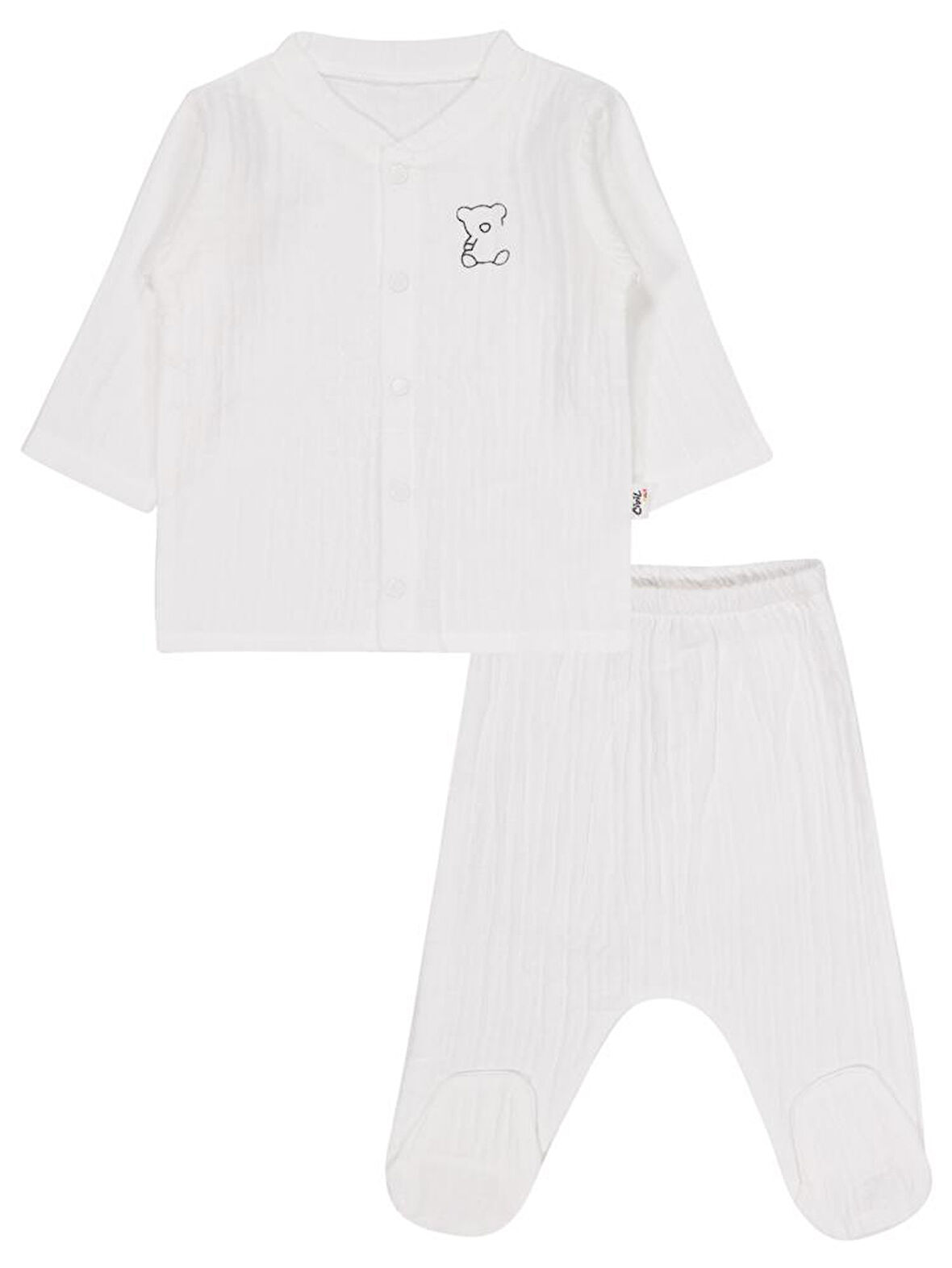 Civil Baby Ayıcık Baskılı 1-9 Ay Pijama Takımı - Ekru 9-12 Ay