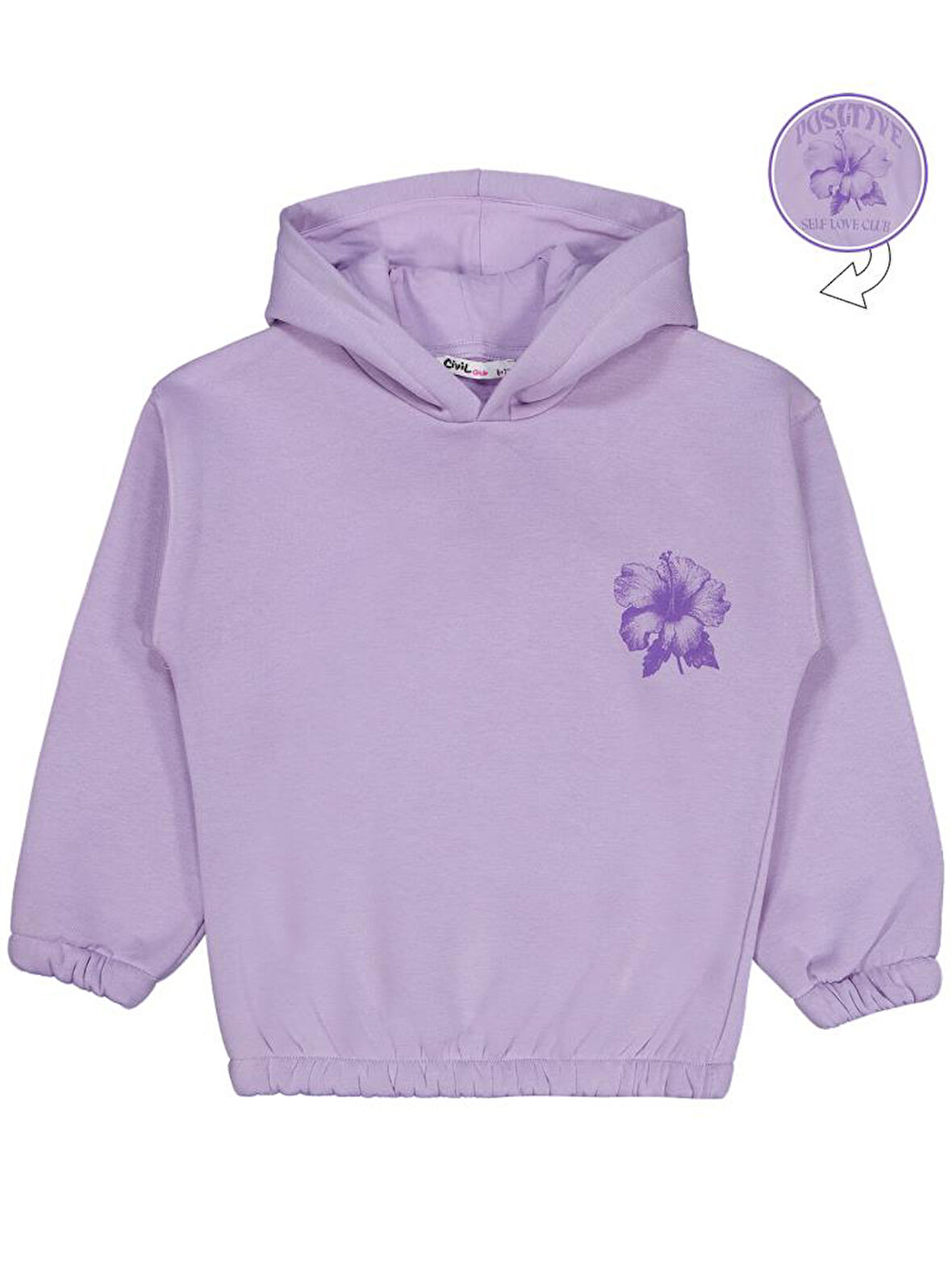 Civil Girls Çiçek Baskılı 6-9 Yaş Sweatshirt - Lila 6-7 Yaş