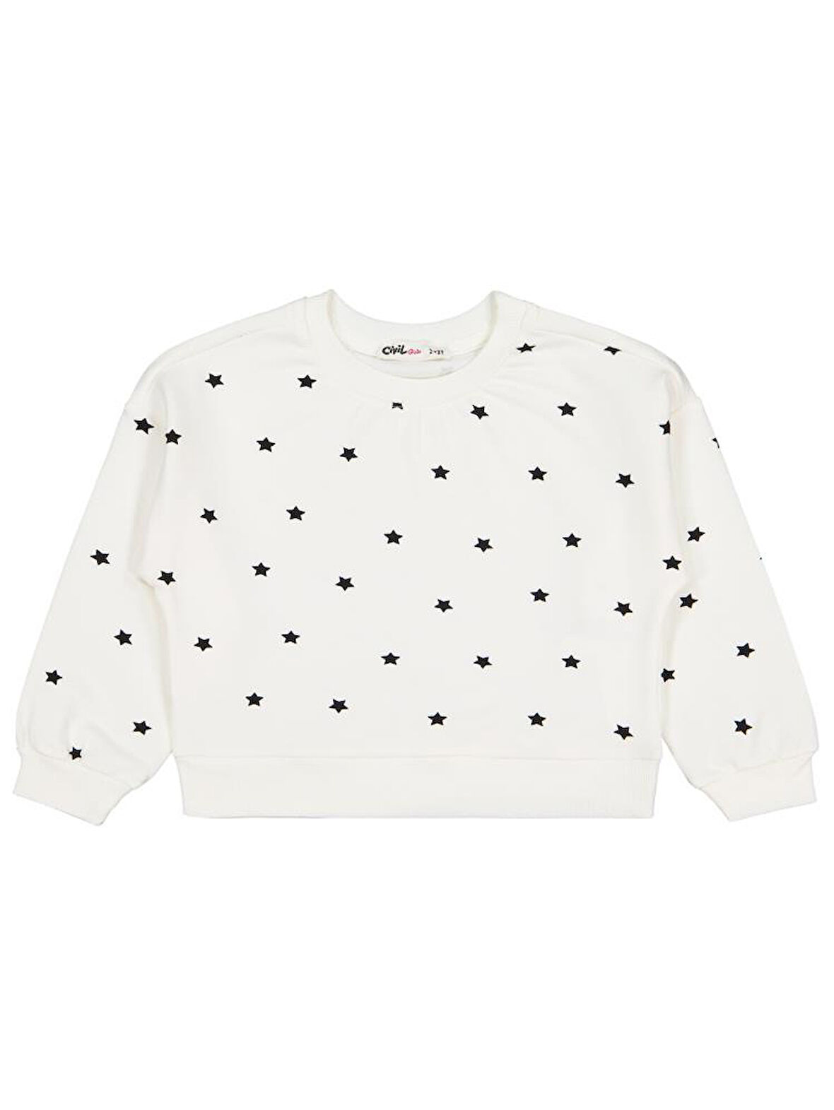 Civil Girls Yıldız Baskılı 2-5 Yaş Sweatshirt - Ekru 5-6 Yaş