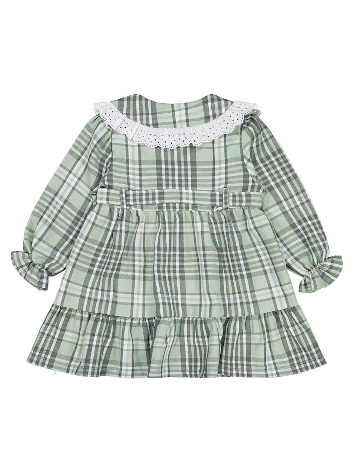 Civil Girls Ekose Desenli 2-5 Yaş Elbise - Yeşil 4-5 Yaş