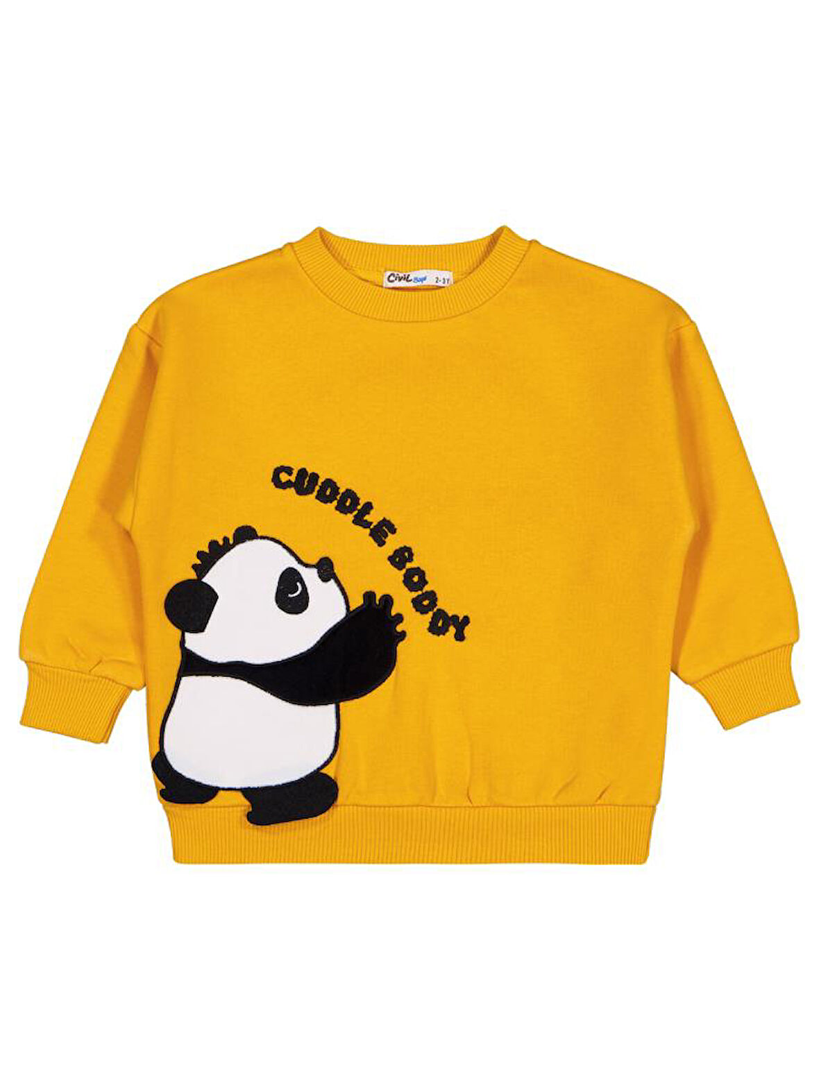 Civil Boys Panda Nakışlı2-5 Yaş Sweatshirt - Hardal 4-5 Yaş