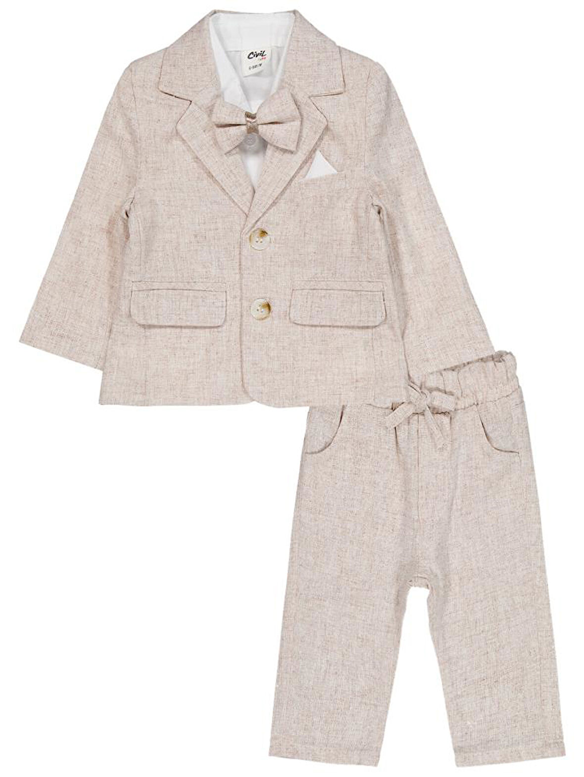 Civil Baby Takım Elbise Görünümlü 6-18 Ay Takım - Bej 12-18 Ay