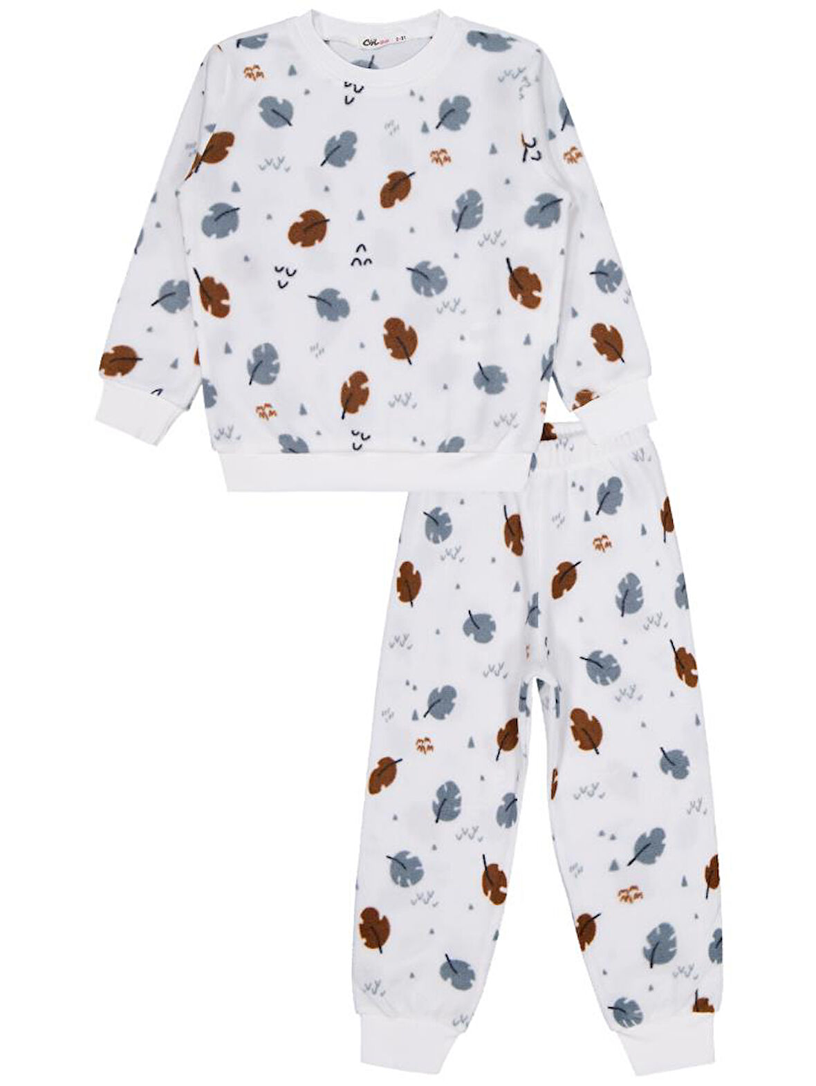 Civil Girls Yaprak Desen 2-5 Yaş Pijama Takımı - Ekru 3-4 Yaş