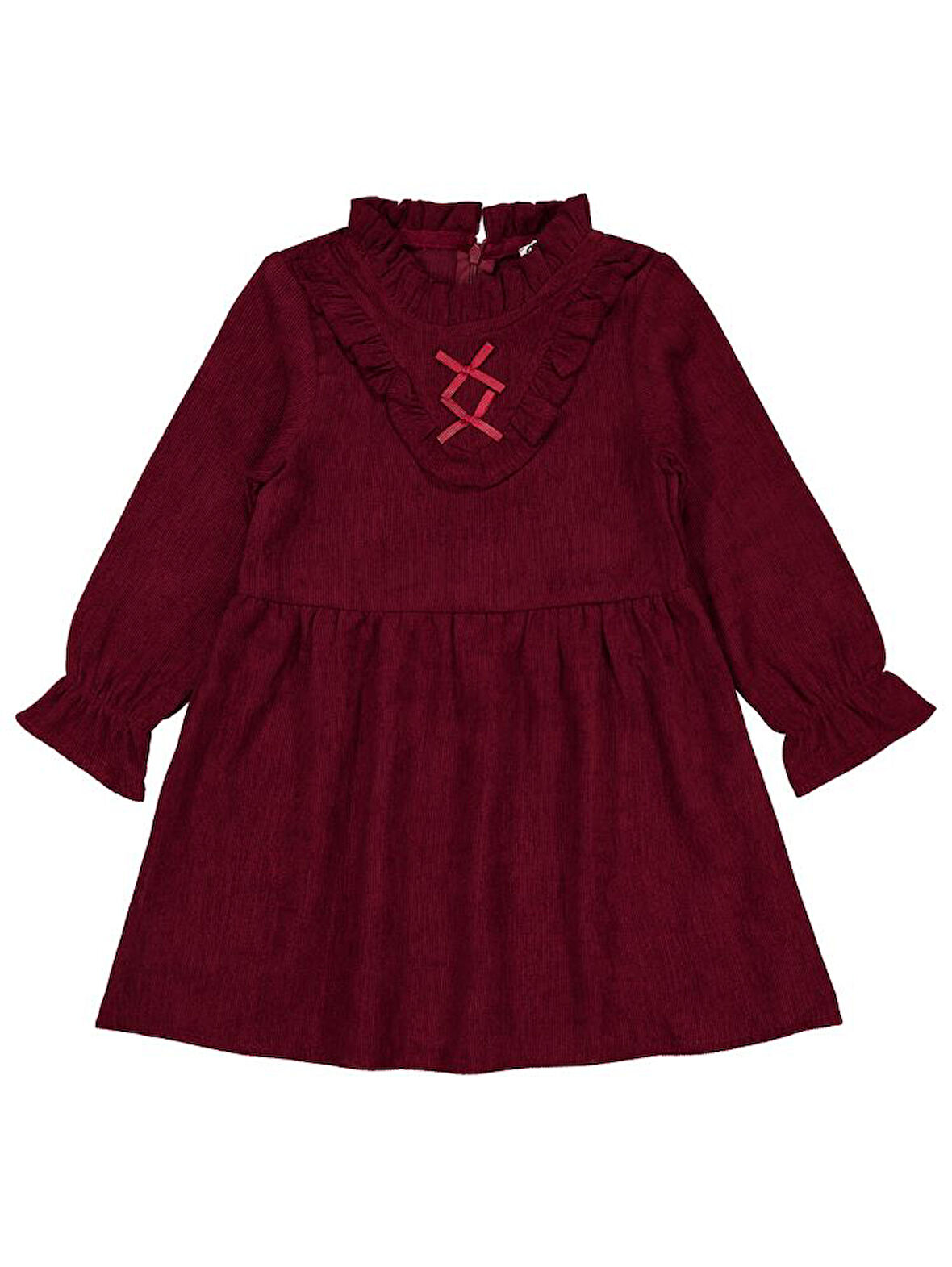 Civil Girls Fiyonklu 2-5 Yaş Elbise - Bordo 2-3 Yaş