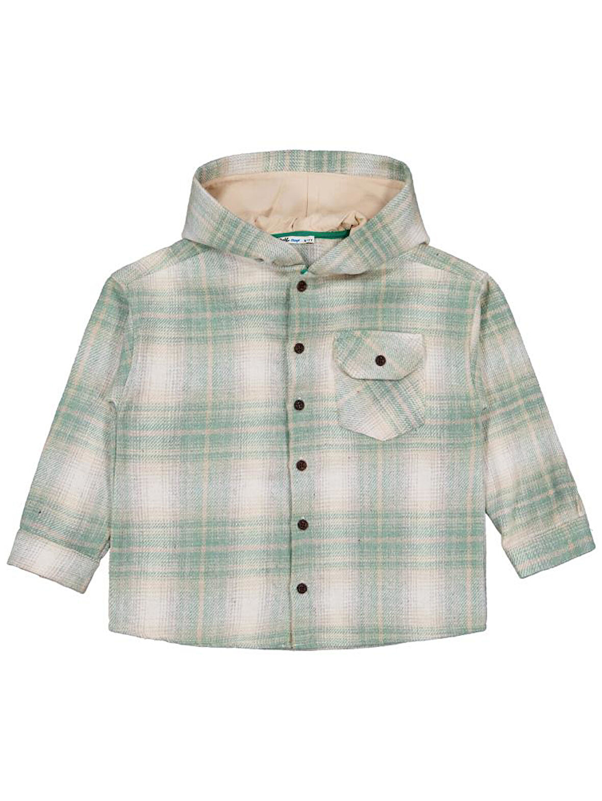 Civil Boys Kapşonlu Ekose 6-9 Yaş Gömlek - Haki 8-9 Yaş