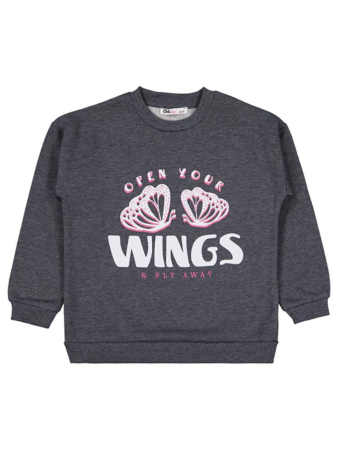 Civil Girls Wings Baskılı 6-9 Yaş Sweatshirt - Gri 9-10 Yaş