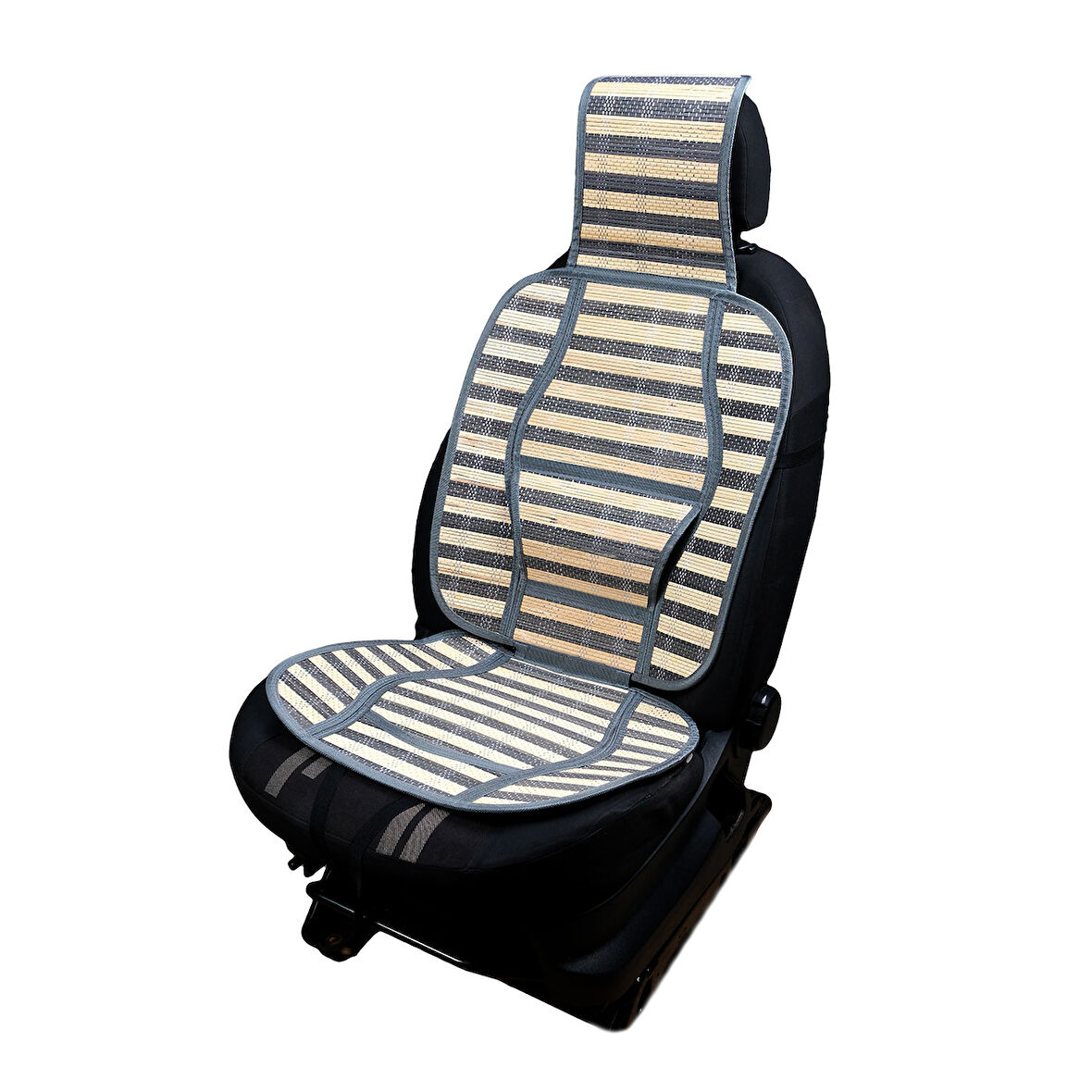 Oto Hasır Bambu Minder Ön Gri İkili Takım Bel Destekli Terletmez WF-1021-1-GR