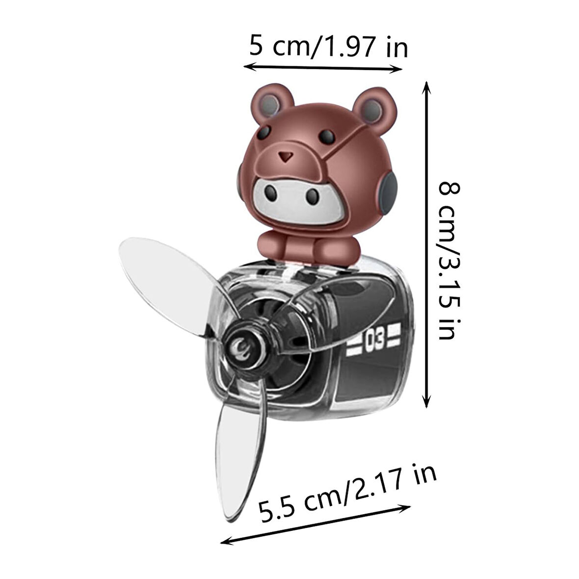 Pervaneli Klima Süsü Oto Koku Klipsi Siyah Uçaklı Kahverengi Pilot Hava Ferahlatıcı Maskot