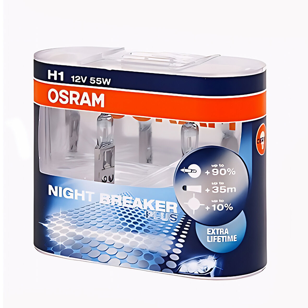 Osram H1 Night Breaker 12V 55W Ampul Ultra Parlak Beyaz Işık, Maksimum Görüş Gücü- 2 Adet 