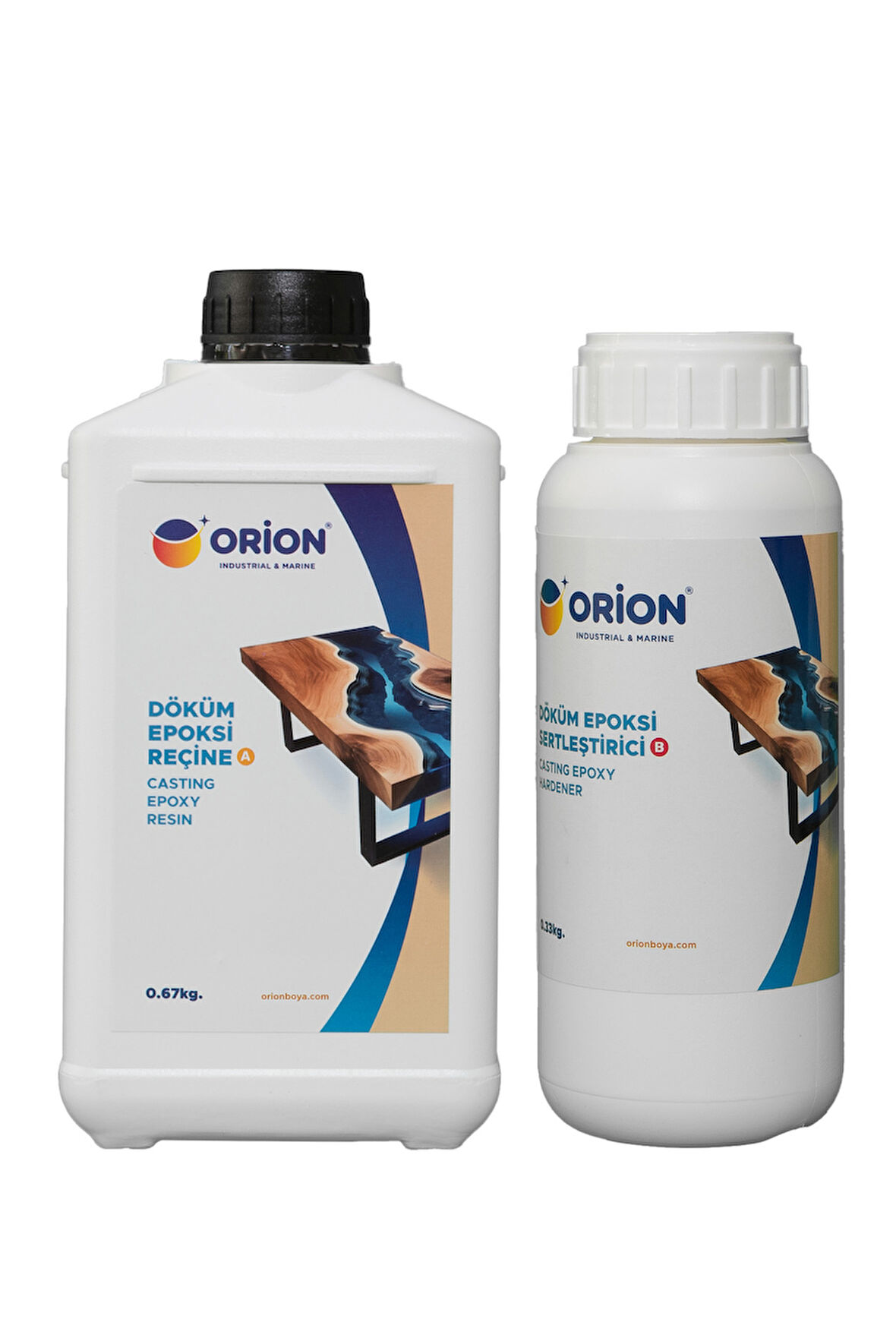 Orion Marine Ultra Şeffaf Epoksi Döküm Reçine 1 KG A+B Set (2:1 Karışım)
