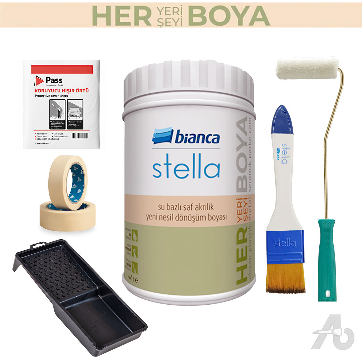 Bianca Stella Dolap & Mobilya Beyaz Boyama Seti 6 Parça