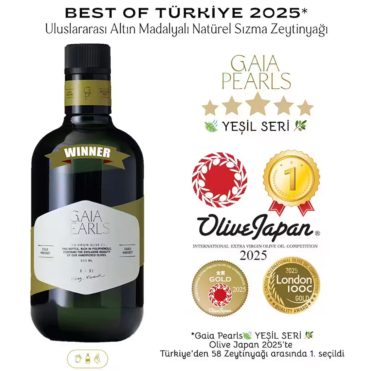 Yeşil Seri 500 ml Milas Memecik Erken Hasat Soğuk Sıkım Zeytinyağı Dengeli Meyvemsi  ml