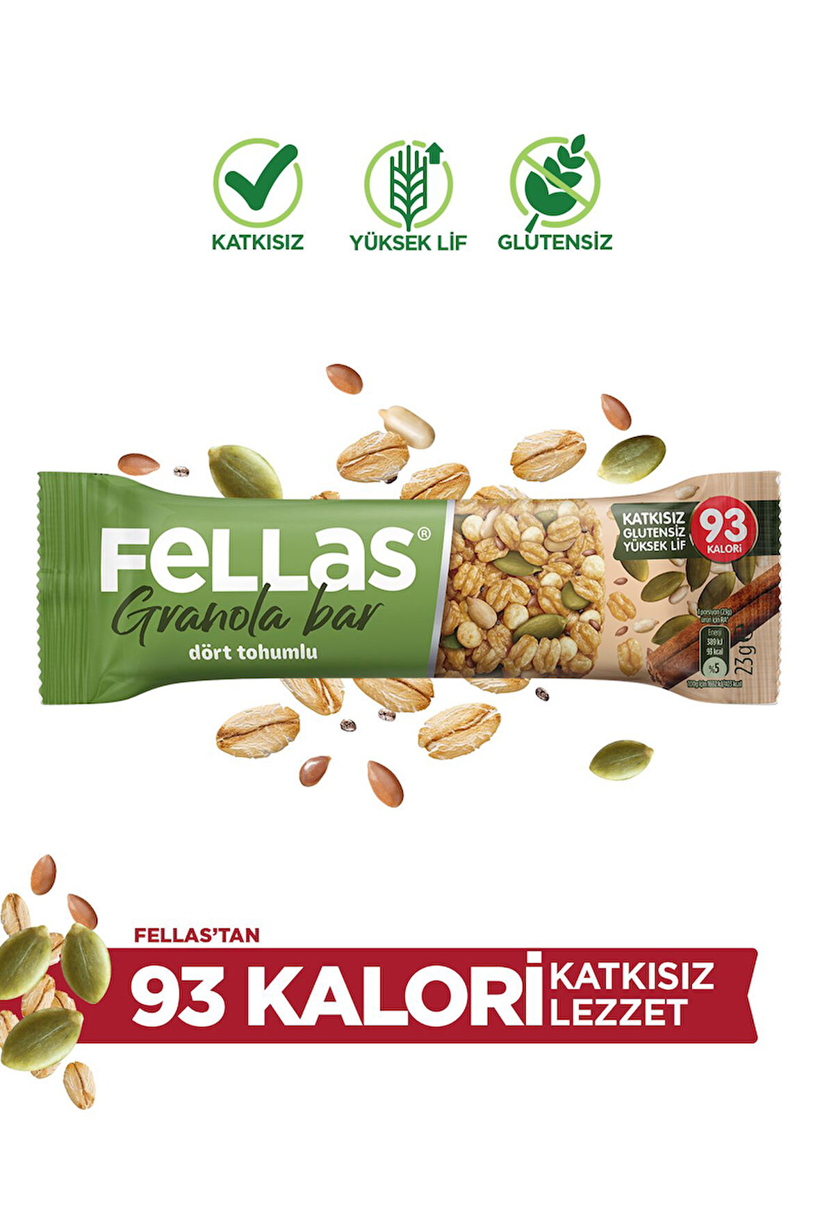 Dört Tohumlu Granola Bar 23 g x 12 Adet