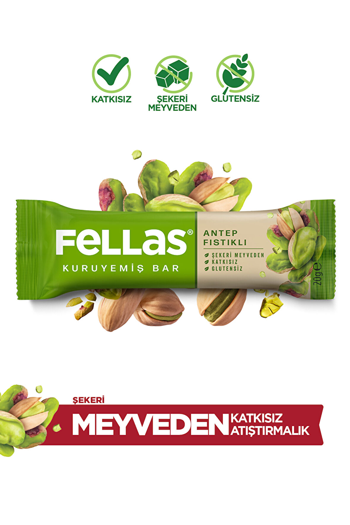 Antep Fıstıklı Kuruyemiş Bar 20g x 12 Adet