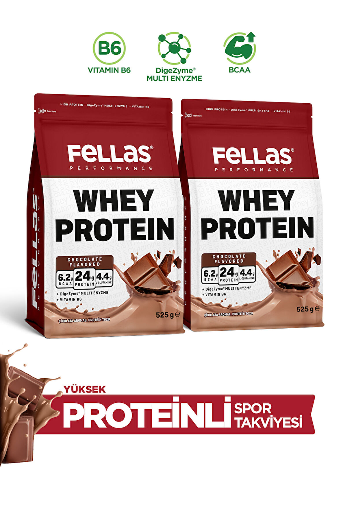 Fellas Protein Tozu 1050g - Çikolata Aromalı (525g) x 2