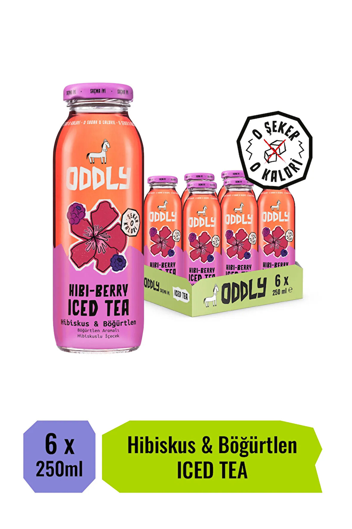 HIBIBERRY SOĞUK ÇAY CAM HİBİSCUS BÖĞÜRTLEN - 0 ŞEKER & 0 KALORİ 250 ML X 6 ADET