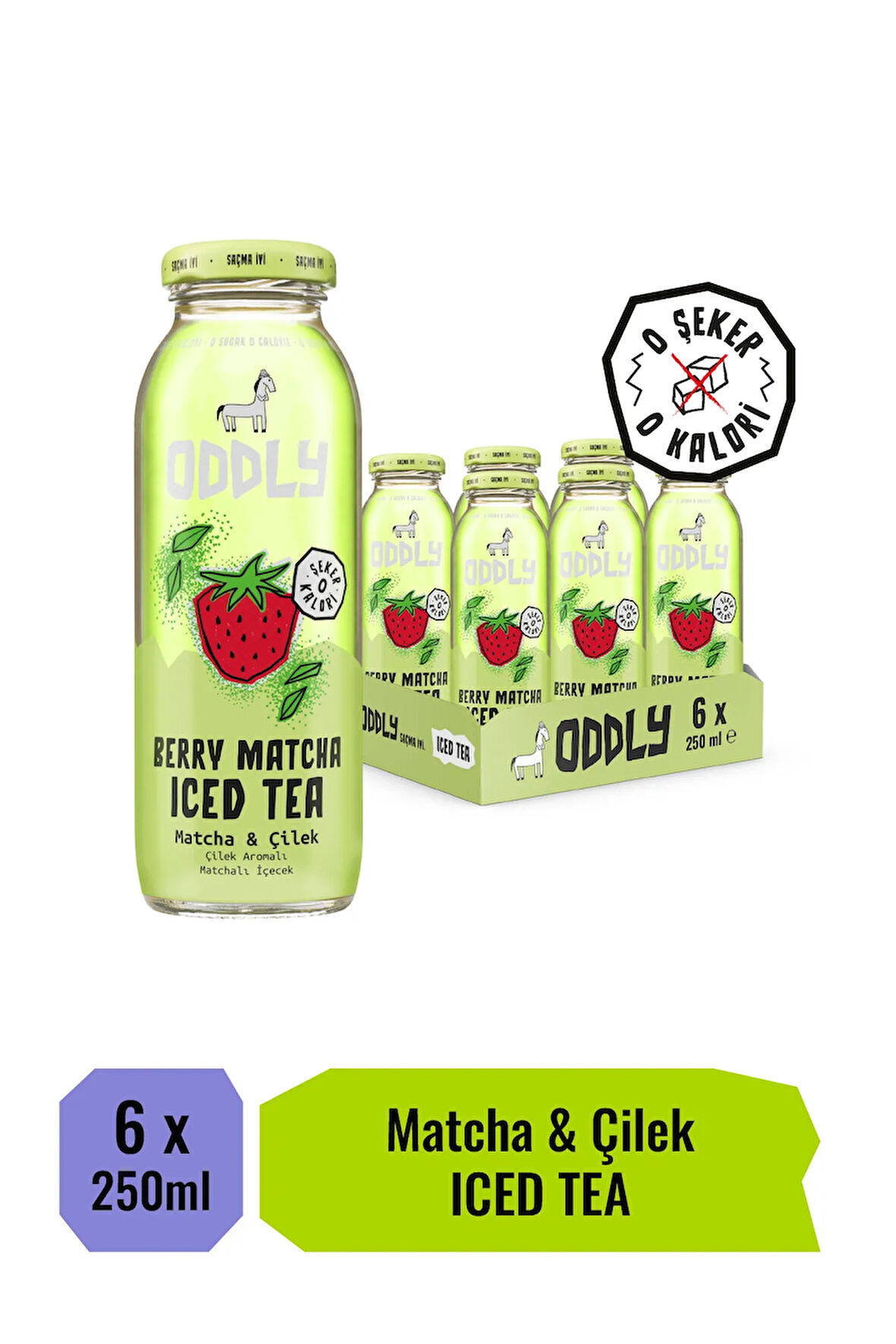 BERRY MATCHA SOĞUK ÇAY CAM MATCHA ÇİLEK - 0 ŞEKER & 0 KALORİ 250 ML X 6 ADET