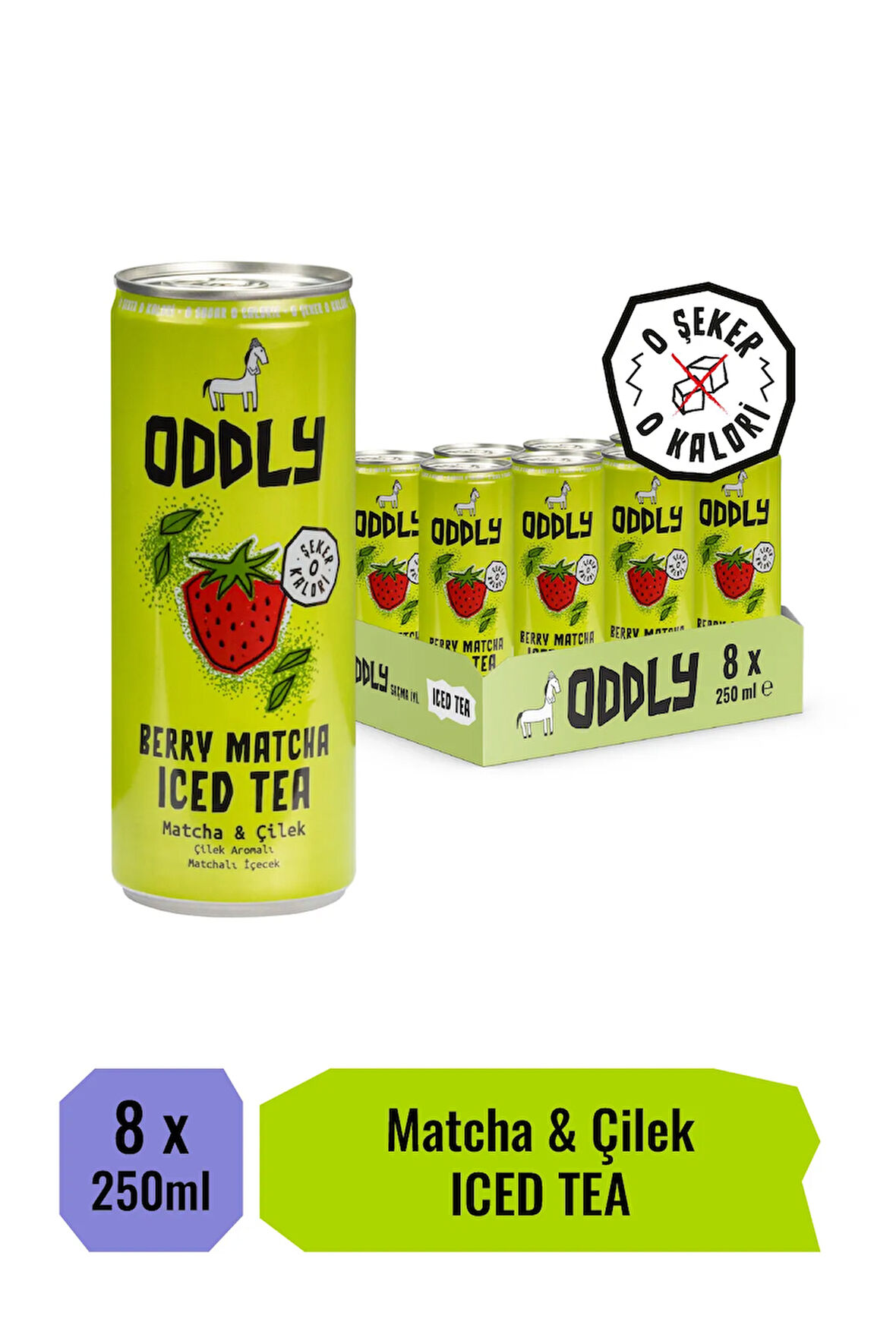 BERRY MATCHA SOĞUK ÇAY KUTU ÇİLEK MATCHA - 0 ŞEKER & 0 KALORİ 250 ML X 8 ADET
