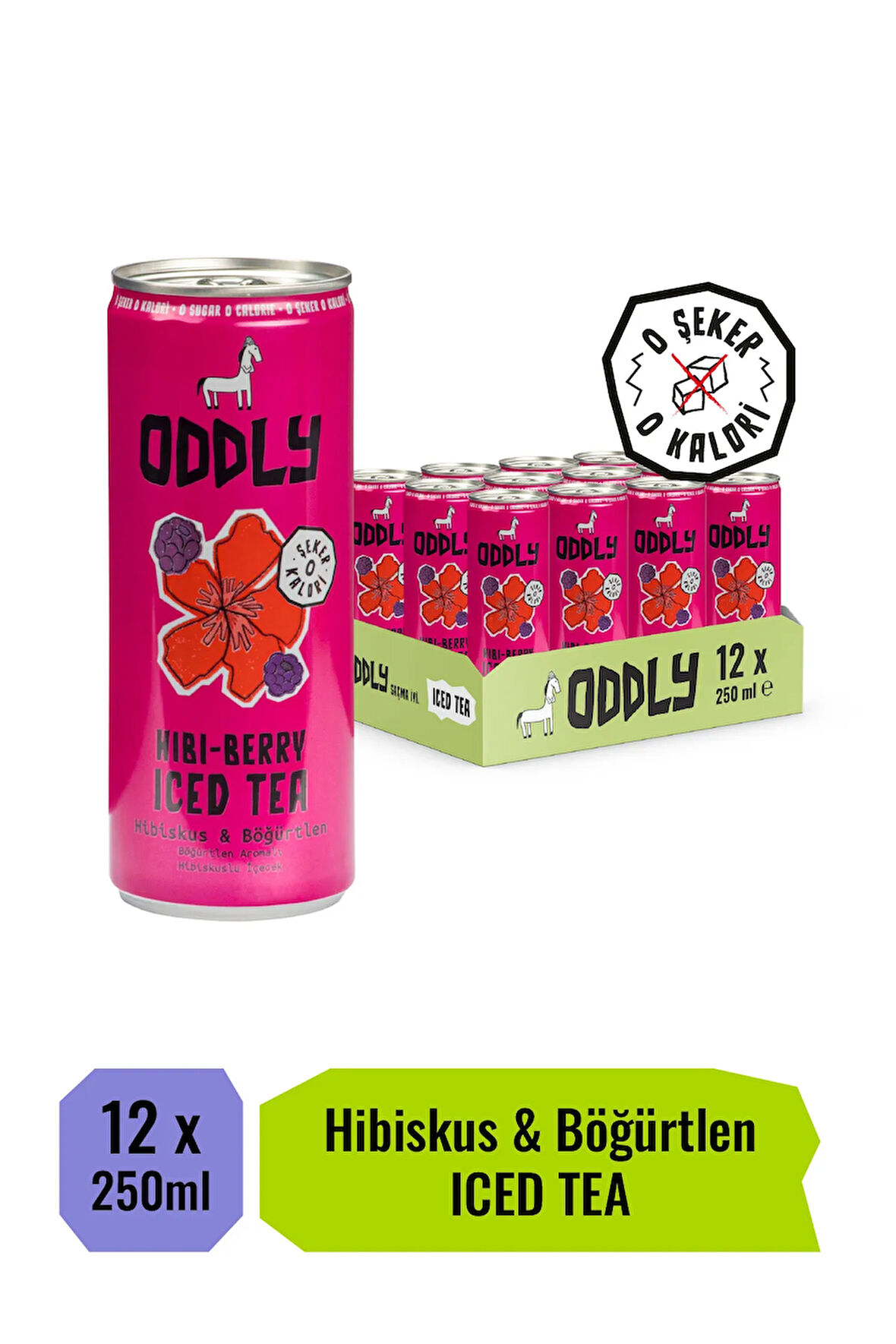 HIBIBERRY SOĞUK ÇAY KUTU HİBİSCUS BÖĞÜRTLEN - 0 ŞEKER & 0 KALORİ 250 ML X 12 ADET
