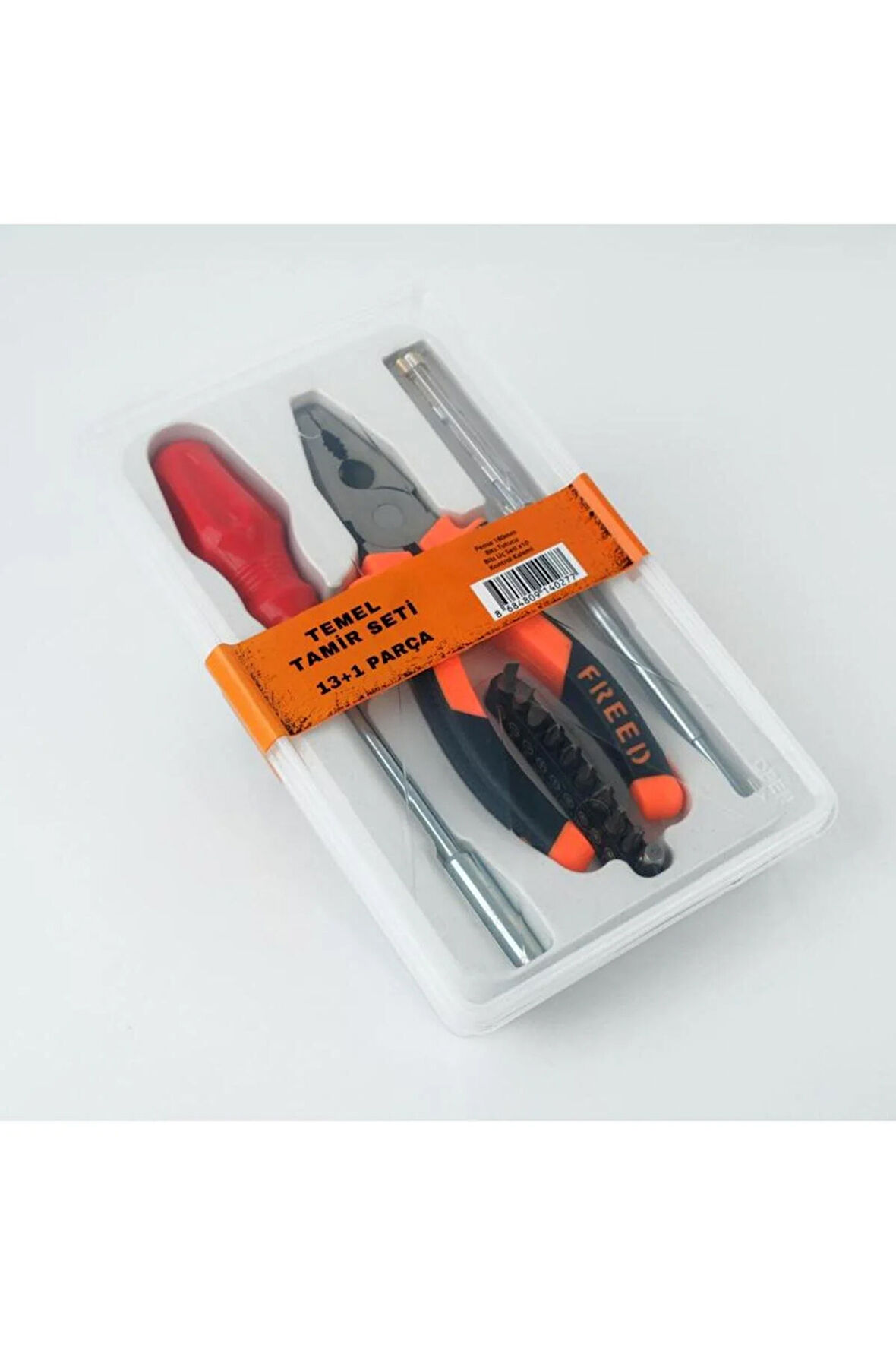 13 Parça Pense ve Vidalama Seti - 180mm Pense + Bits Uç Tutucu + 10 Parça Bits Uç+ Kontrol Kalemi