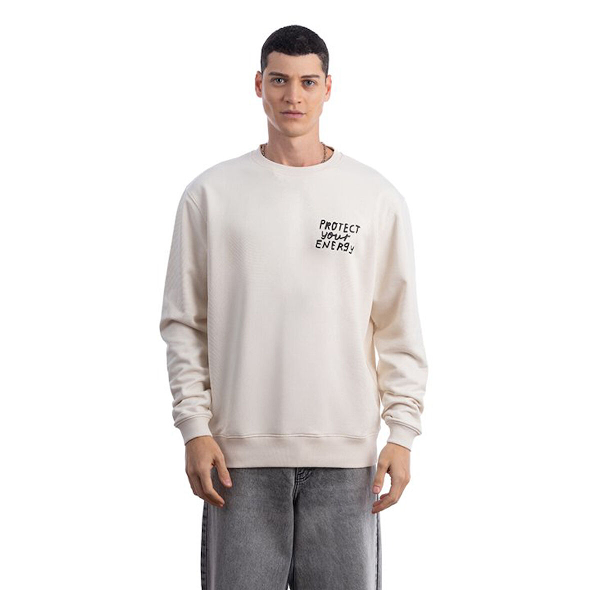 Protect Overize Ekru Sweatshirt