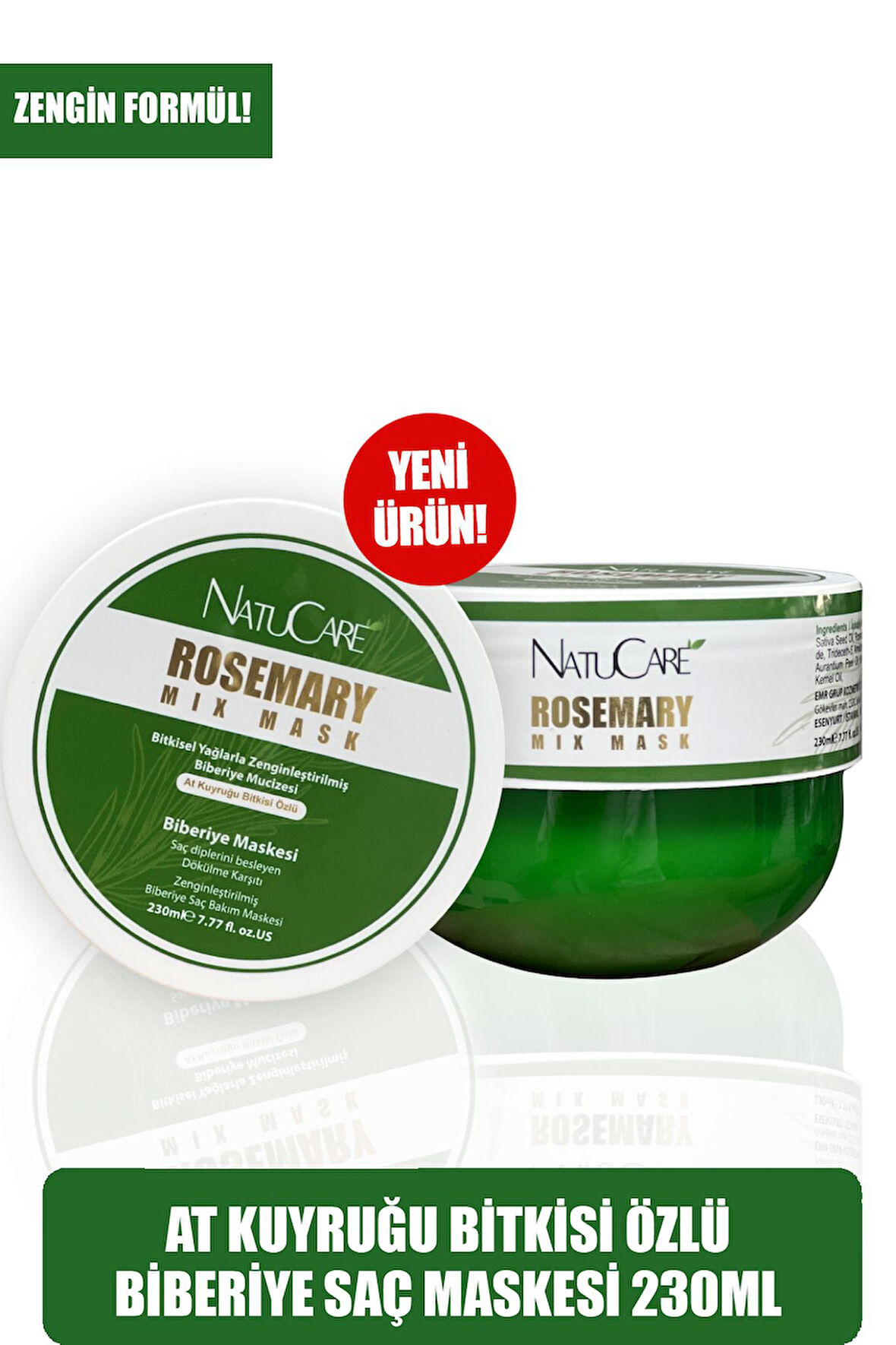 NatuCare Besleyici, Onarmaya Yardımcı, Dökülme Karşıtı Biberiye Saç Bakım Maskesi 230ml