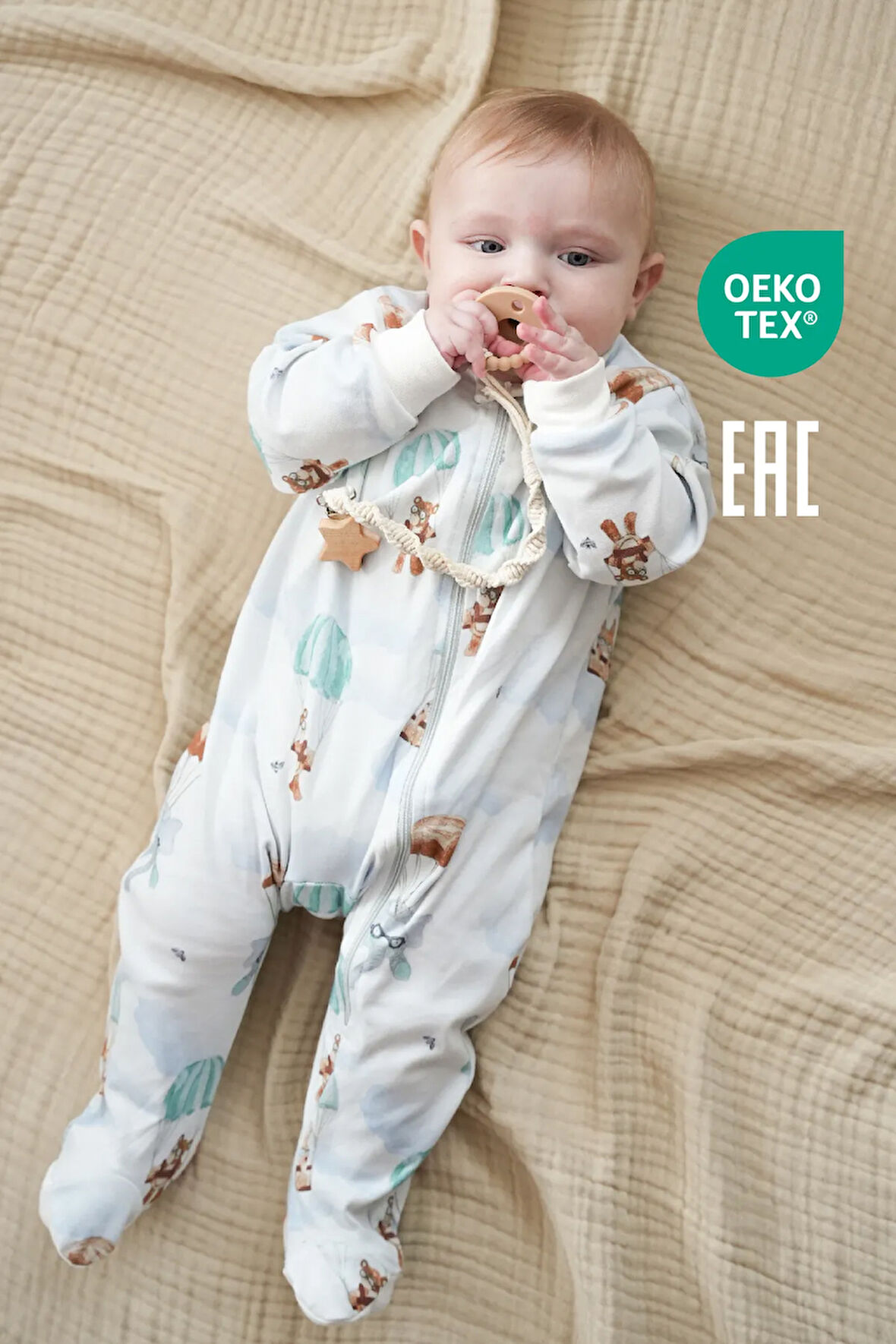 Bebek Uyku Tulumu ve Oyun Pijaması %100 Pamuk - Tek Parça Önden Fermuarlı Tulum Pijama