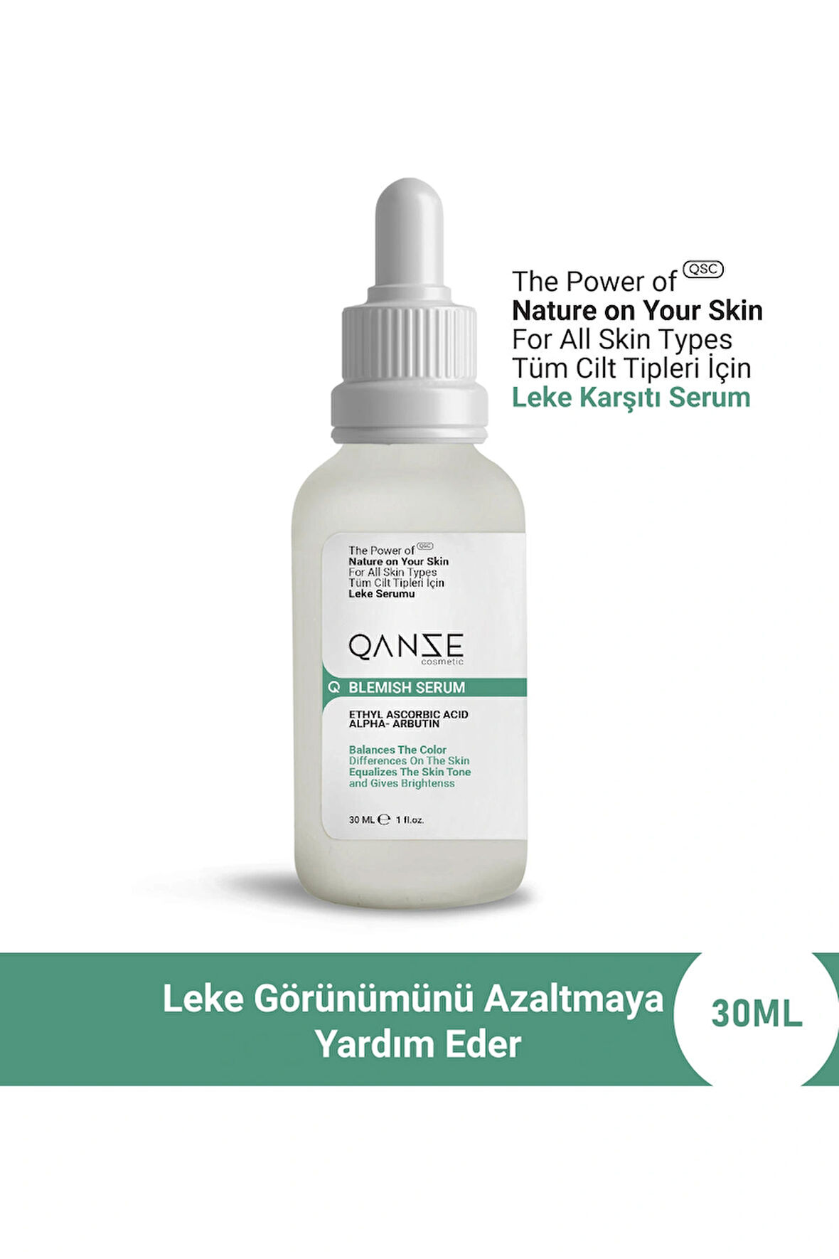 Qanze Leke Karşıtı Cilt Dengeleyici Serum – Cilt Lekelerine Karşı Etkili Çözüm Ve Eşit Cilt Tonu 30ml