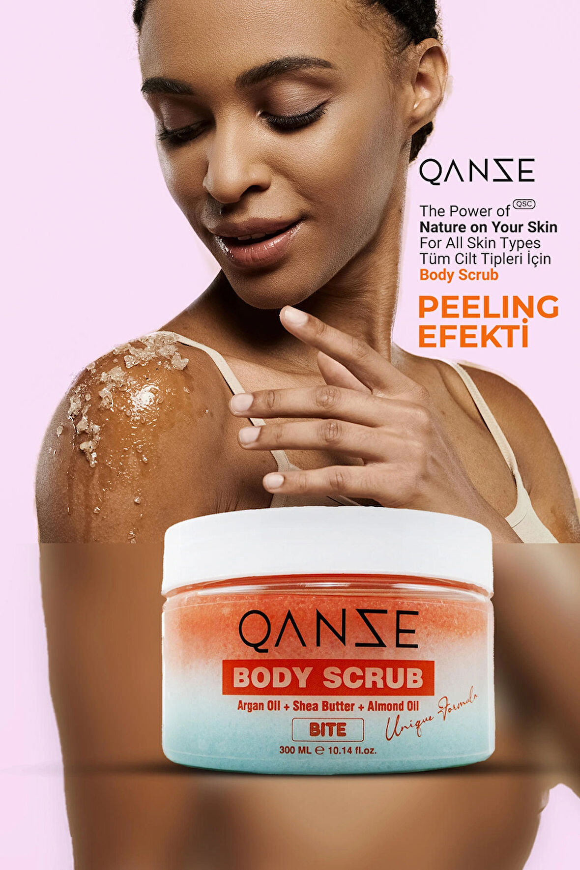 Qanze Bite Body Scrub – Yoğun Temizleme Ve Ferah Orman Meyveleri Kokulu Vücut Peelingi – VS Blackberry 300 ml